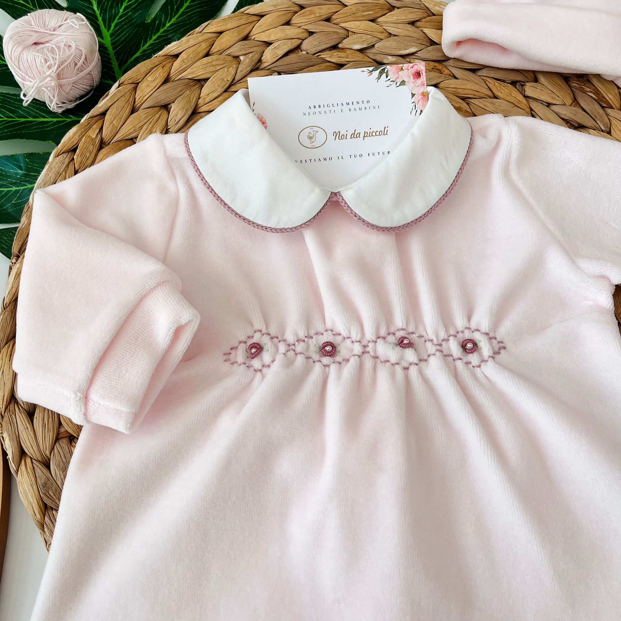 COMPLETO 2PZ CON ROSELLINE CINIGLIA ROSA - Noi da piccoli