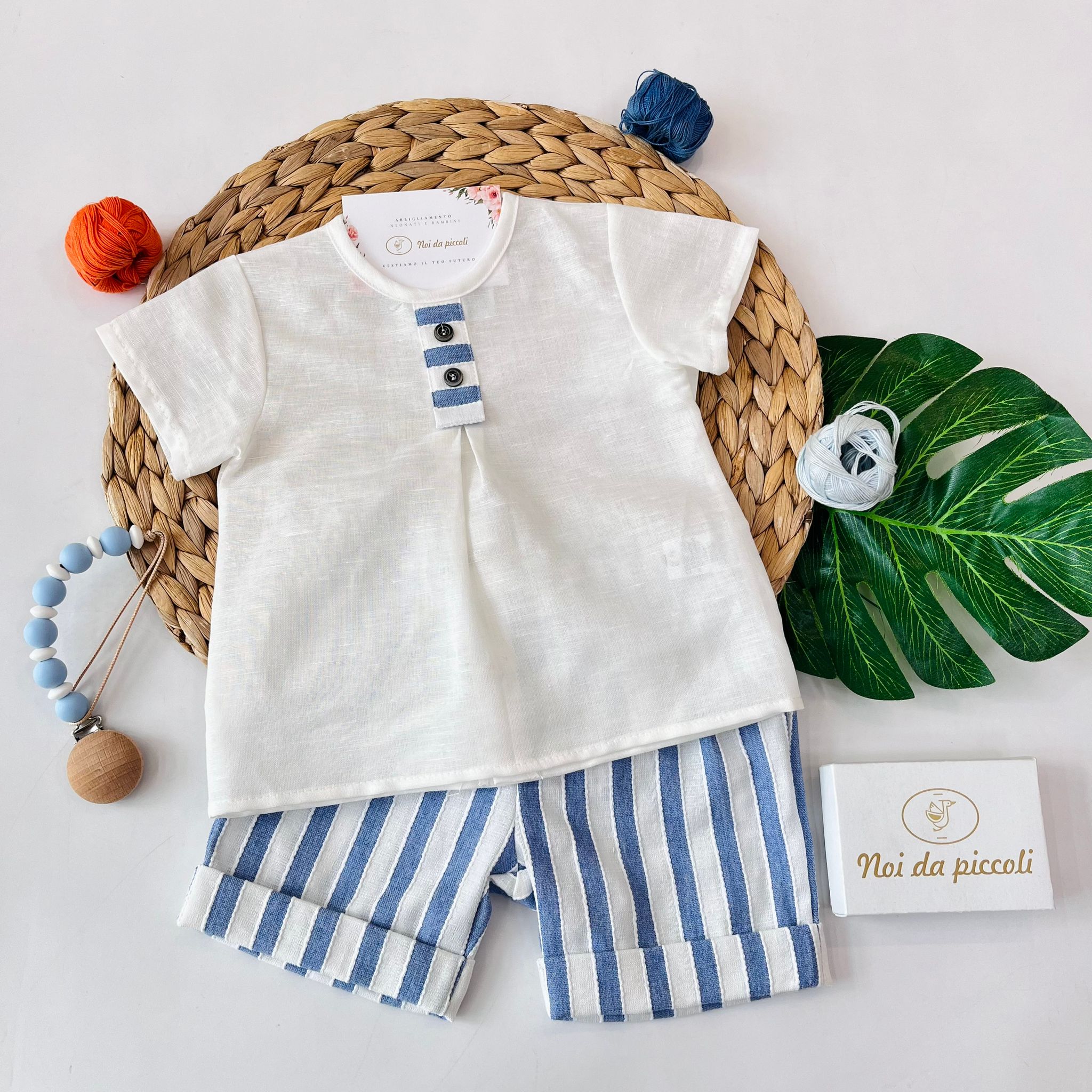 COMPLETO 2PZ COTONE E LINO JEANS - Noi da piccoli