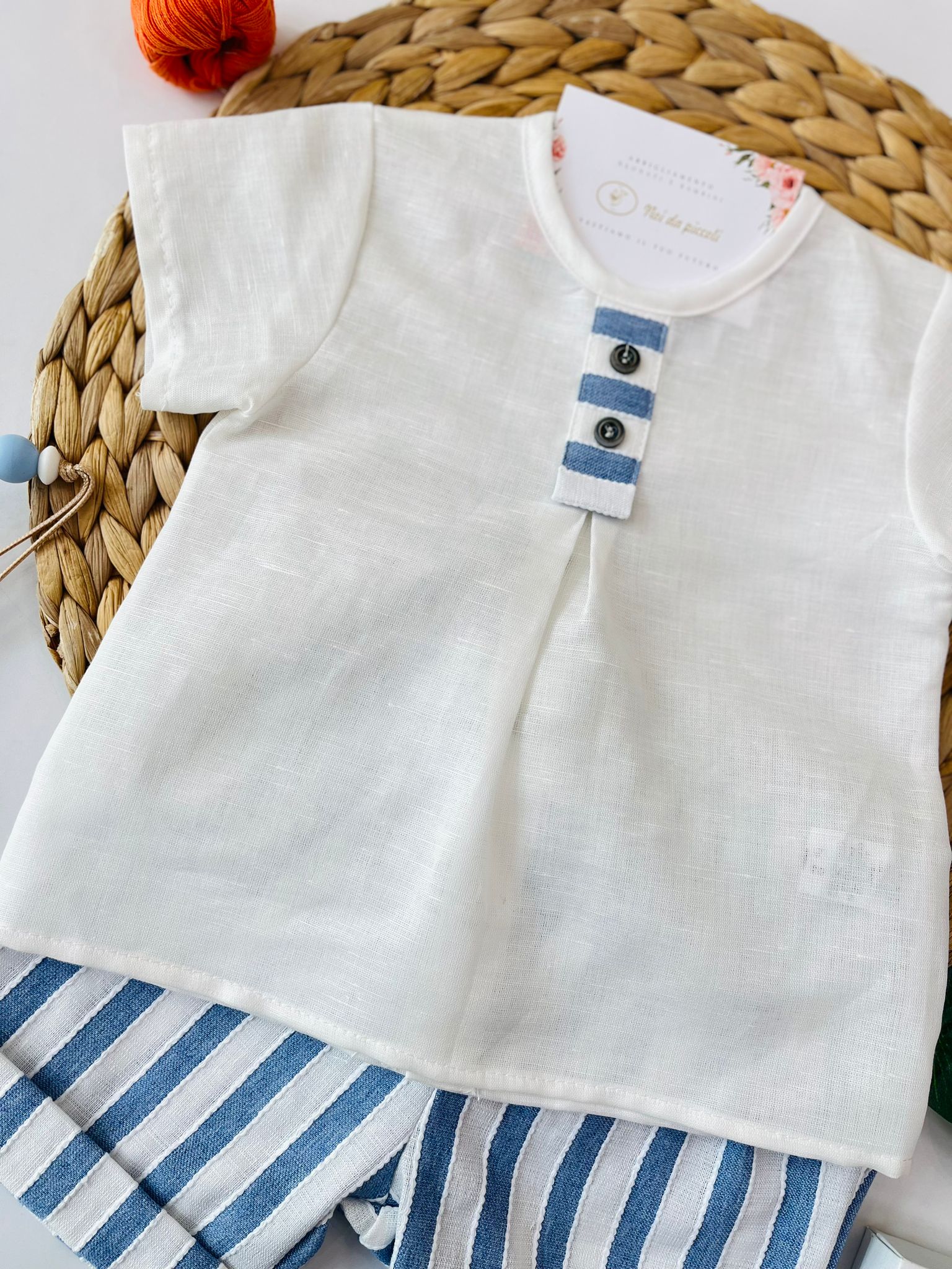 COMPLETO 2PZ COTONE E LINO JEANS - Noi da piccoli
