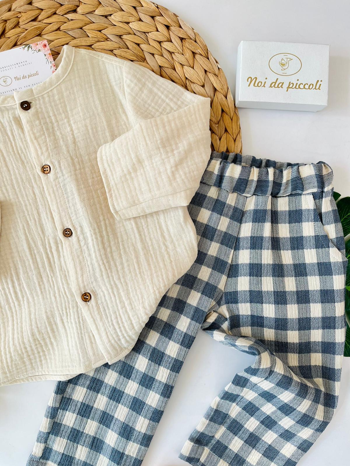 COMPLETO 2PZ COTONE E MUSSOLA BEIGE - Noi da piccoli