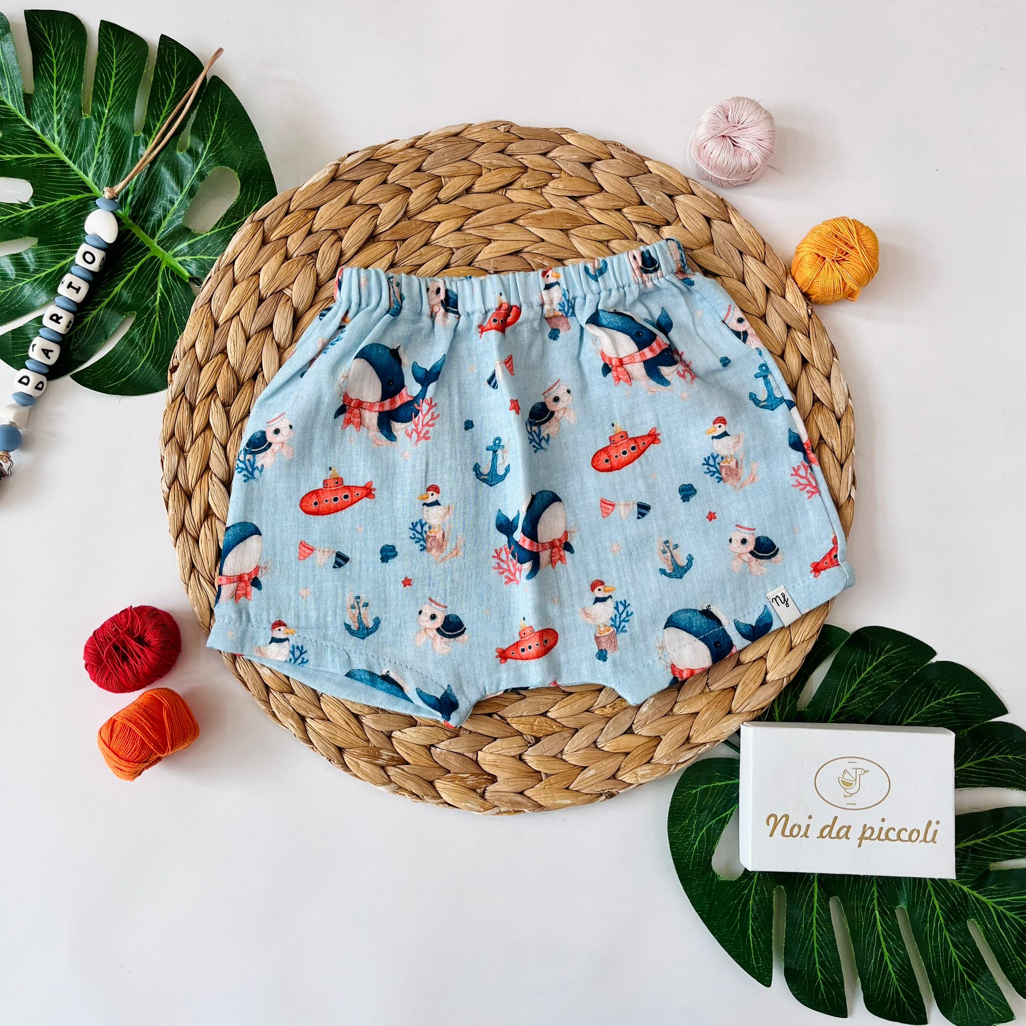 COMPLETO 2PZ COTONE E MUSSOLA CIELO BALENA - Noi da piccoli