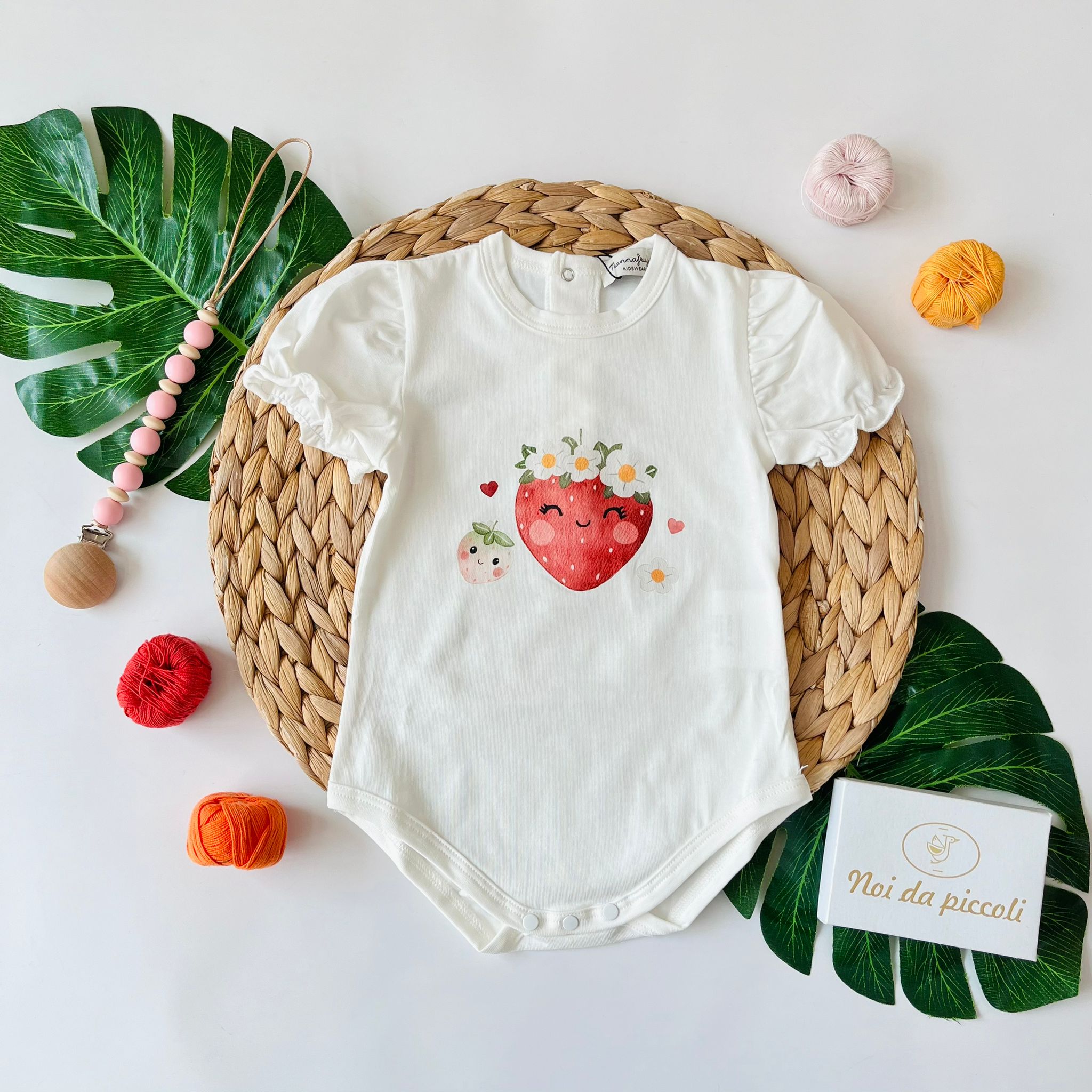 COMPLETO 2PZ COTONE E MUSSOLA ROSA FRAGOLA - Noi da piccoli