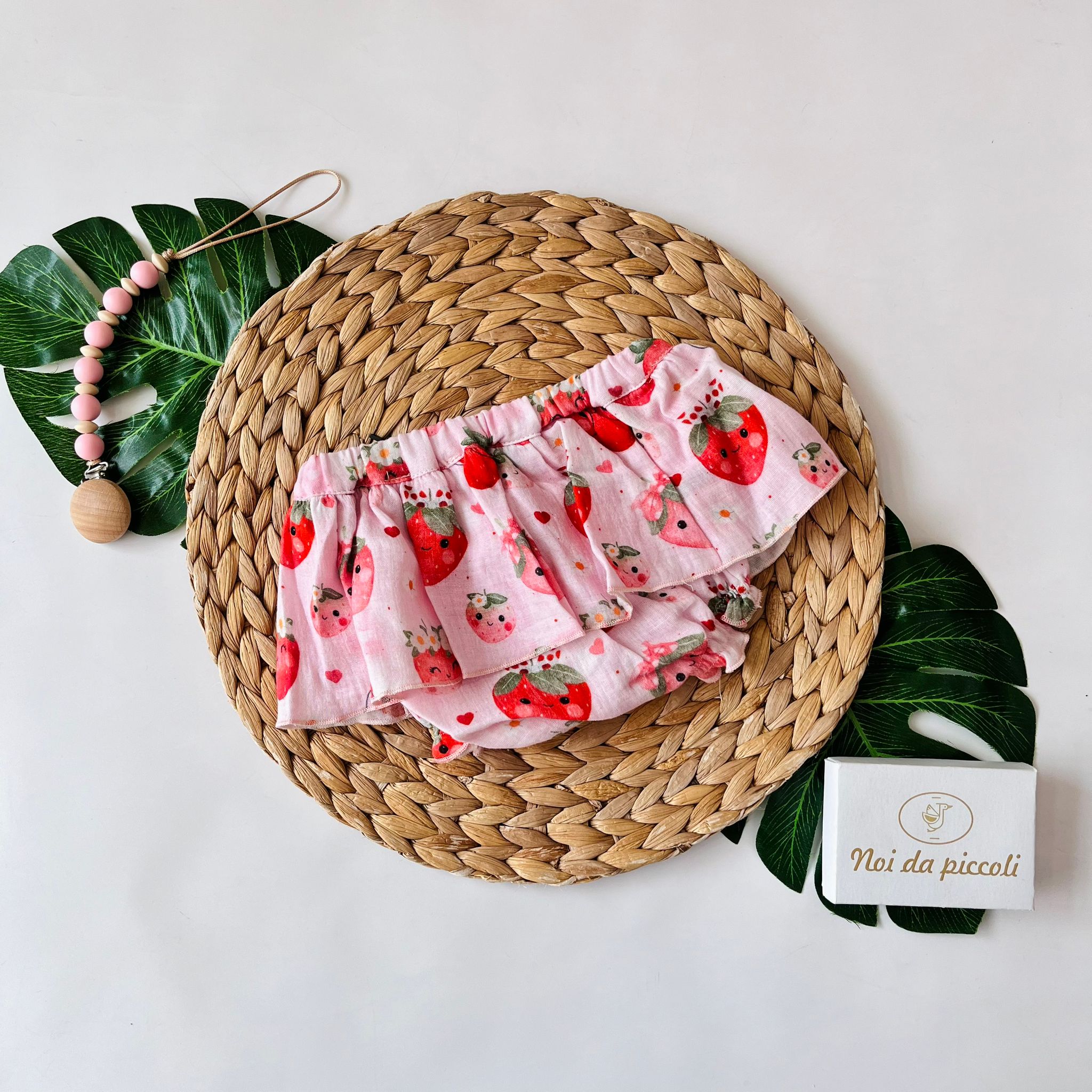 COMPLETO 2PZ COTONE E MUSSOLA ROSA FRAGOLA - Noi da piccoli