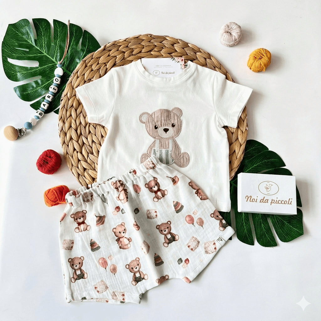 COMPLETO 2PZ COTONE E MUSSOLA VINTAGE - Noi da piccoli