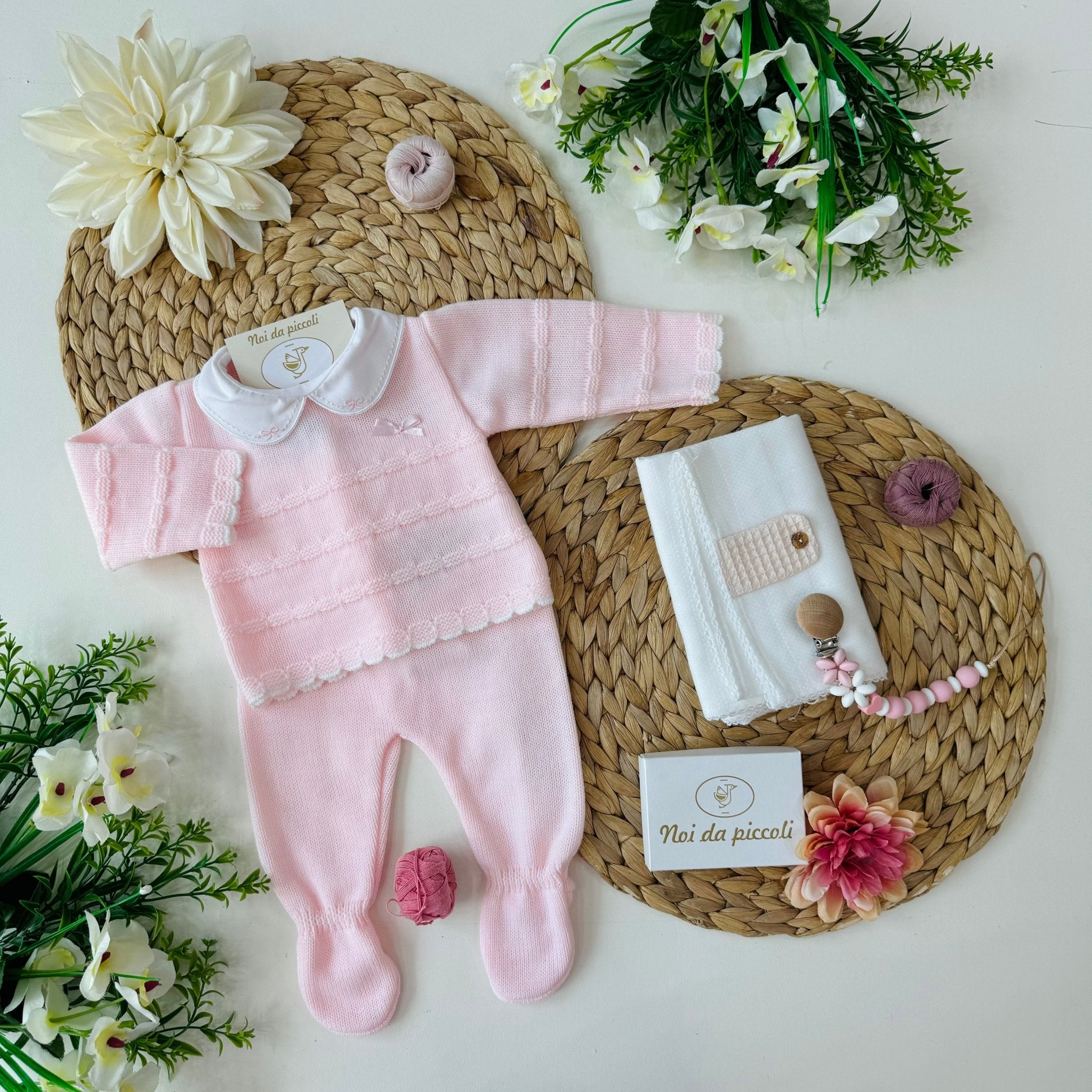 COMPLETO 2PZ FILATO CALDO POLAINA ROSA BABY - Noi da piccoli