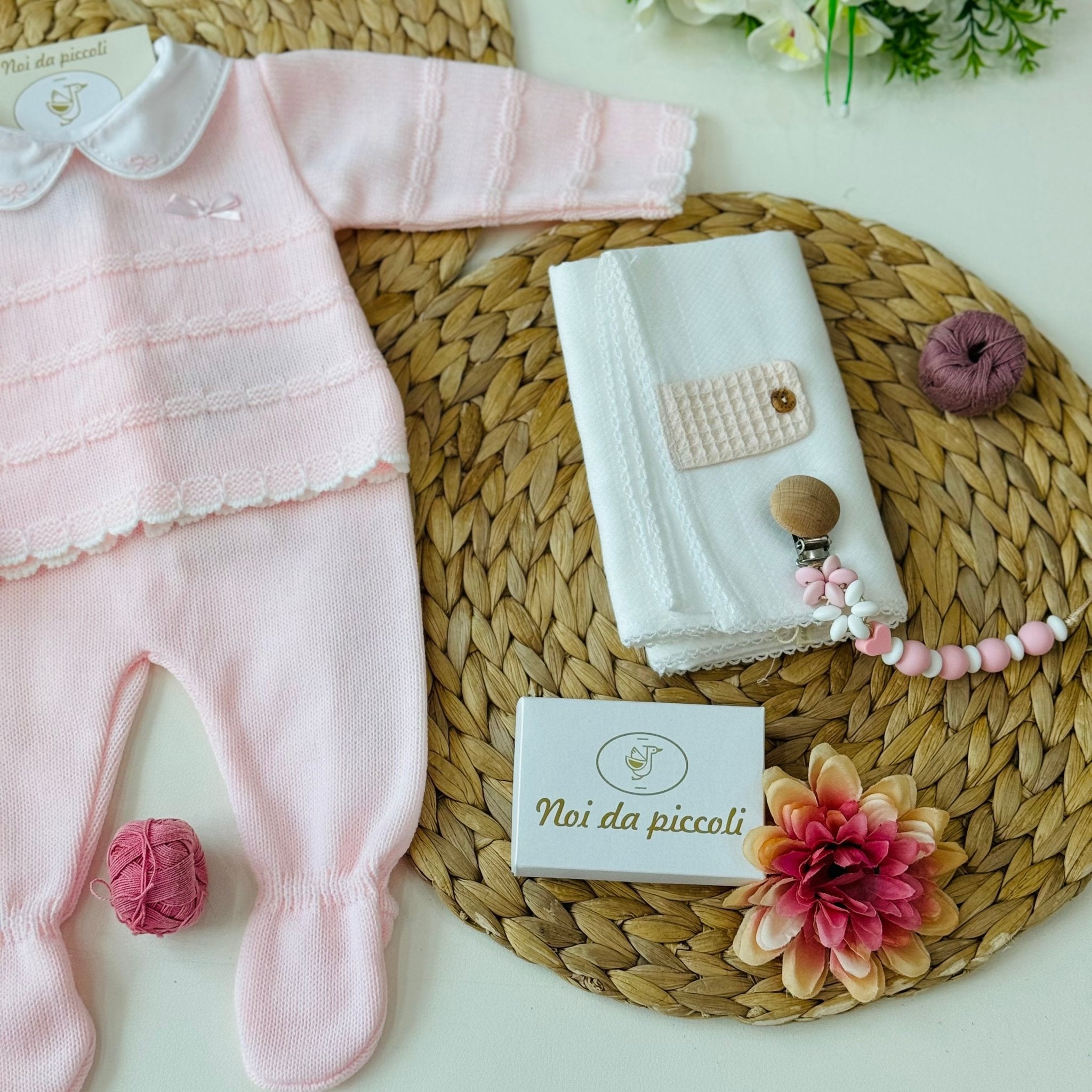 COMPLETO 2PZ FILATO CALDO POLAINA ROSA BABY - Noi da piccoli