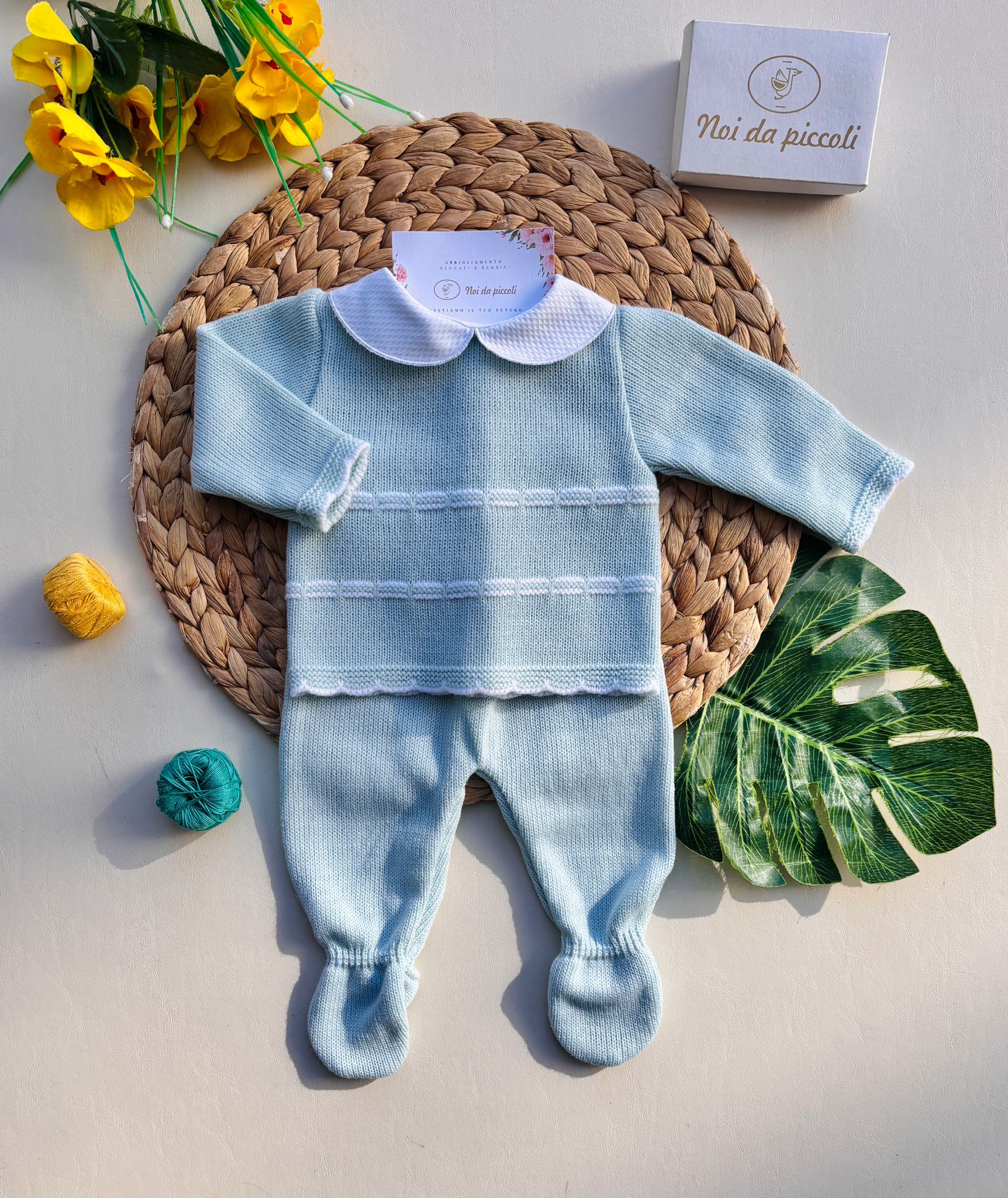 COMPLETO 2PZ FILATO CALDO VERDE MENTA - Noi da piccoli