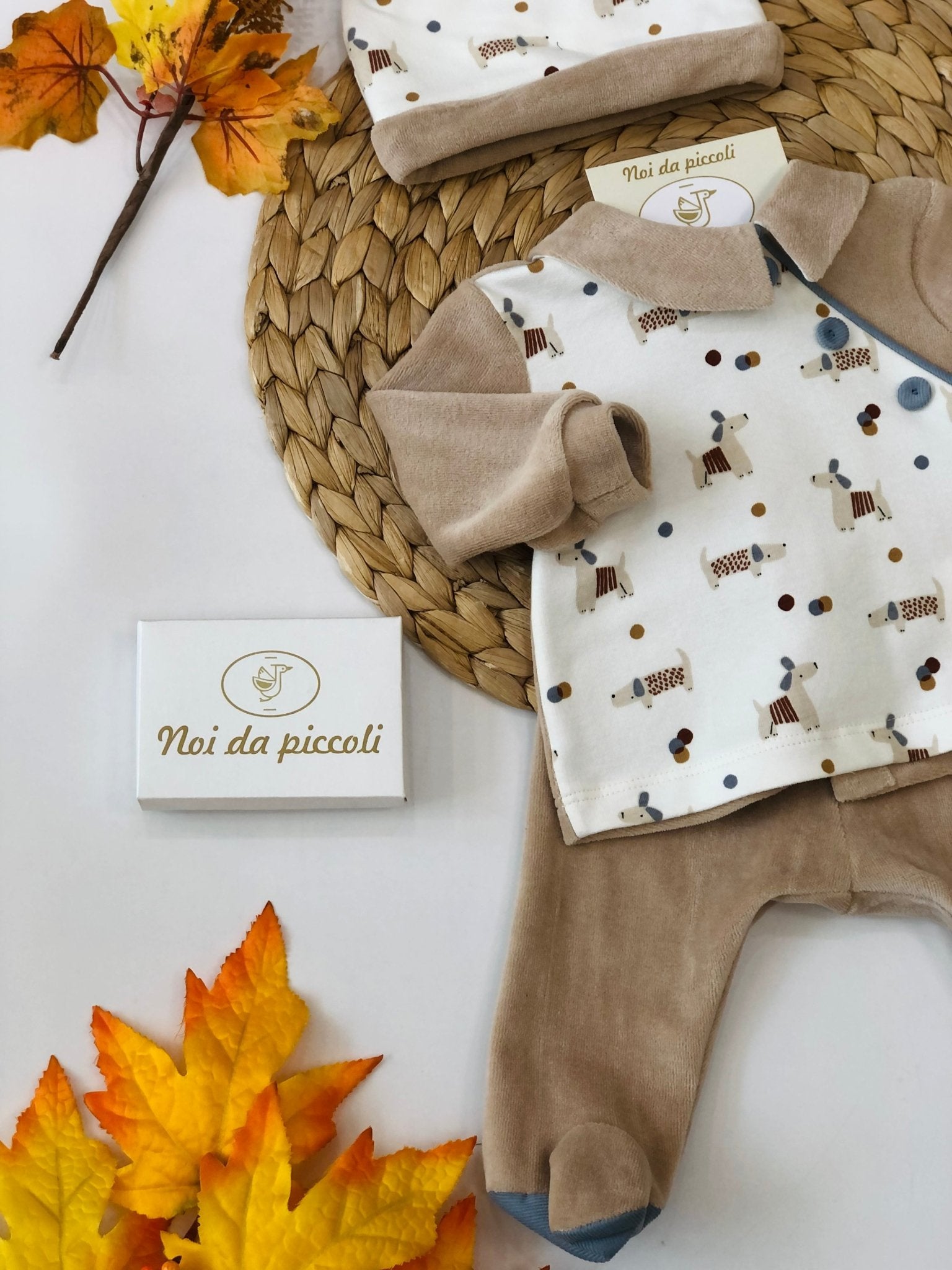 COMPLETO 2PZ IN CINIGLIA BASSOTTO BEIGE - Noi da piccoli