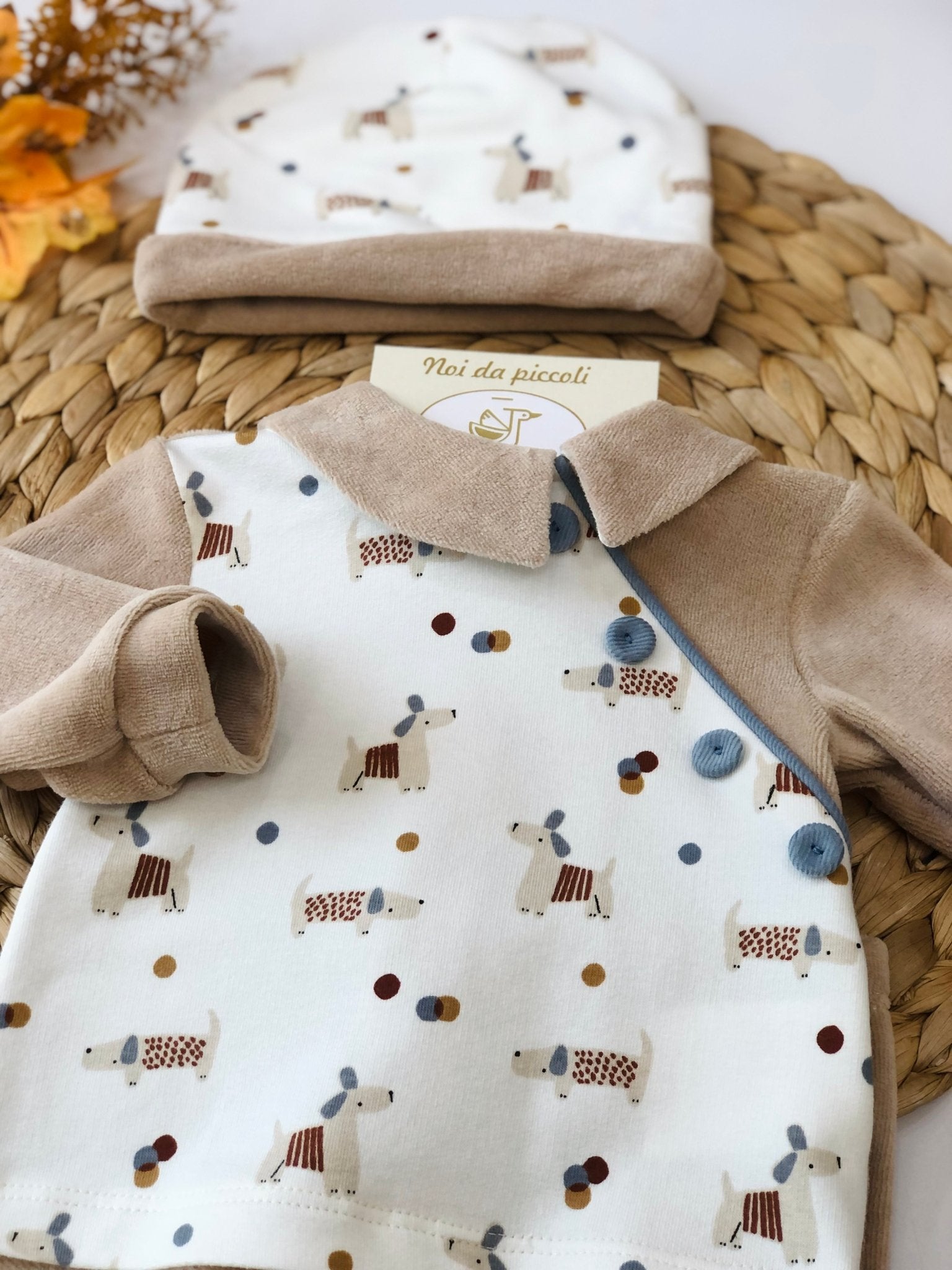 COMPLETO 2PZ IN CINIGLIA BASSOTTO BEIGE - Noi da piccoli