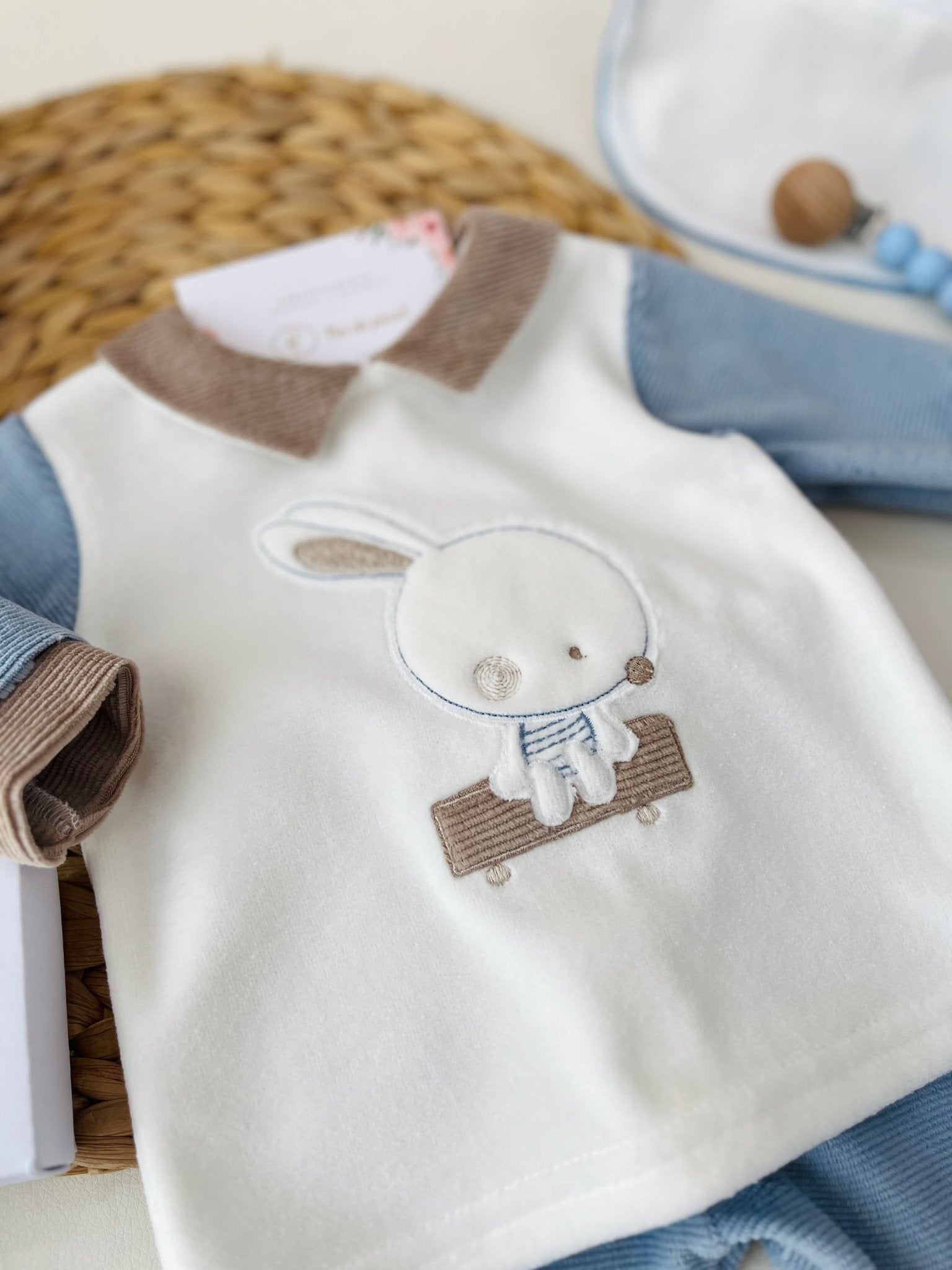 COMPLETO 2PZ IN CINIGLIA POLVERE E BEIGE CONIGLIETTO - Noi da piccoli