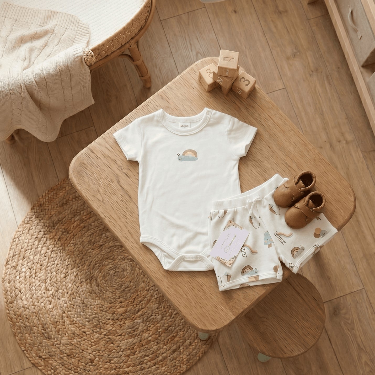 COMPLETO 2PZ IN COTONE BEIGE - Noi da piccoli
