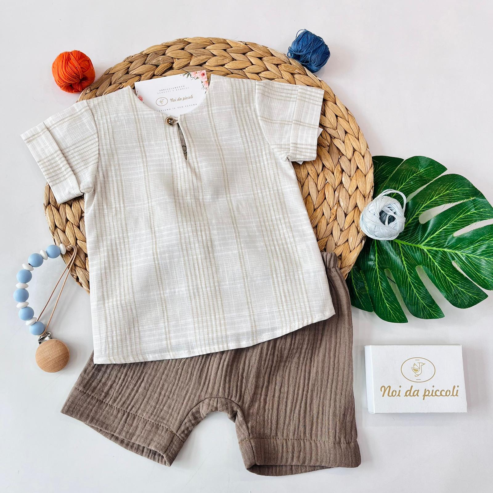 COMPLETO 2PZ MUSSOLA NOCCIOLA - Noi da piccoli