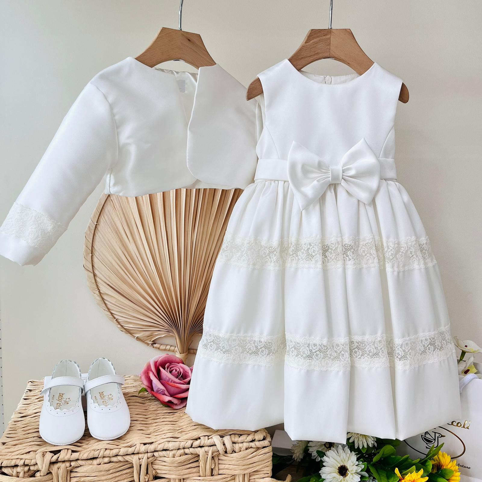 COMPLETO 2PZ PANNA CON FIOCCHETTO CENTRALE E GOLFINO - Noi da piccoli