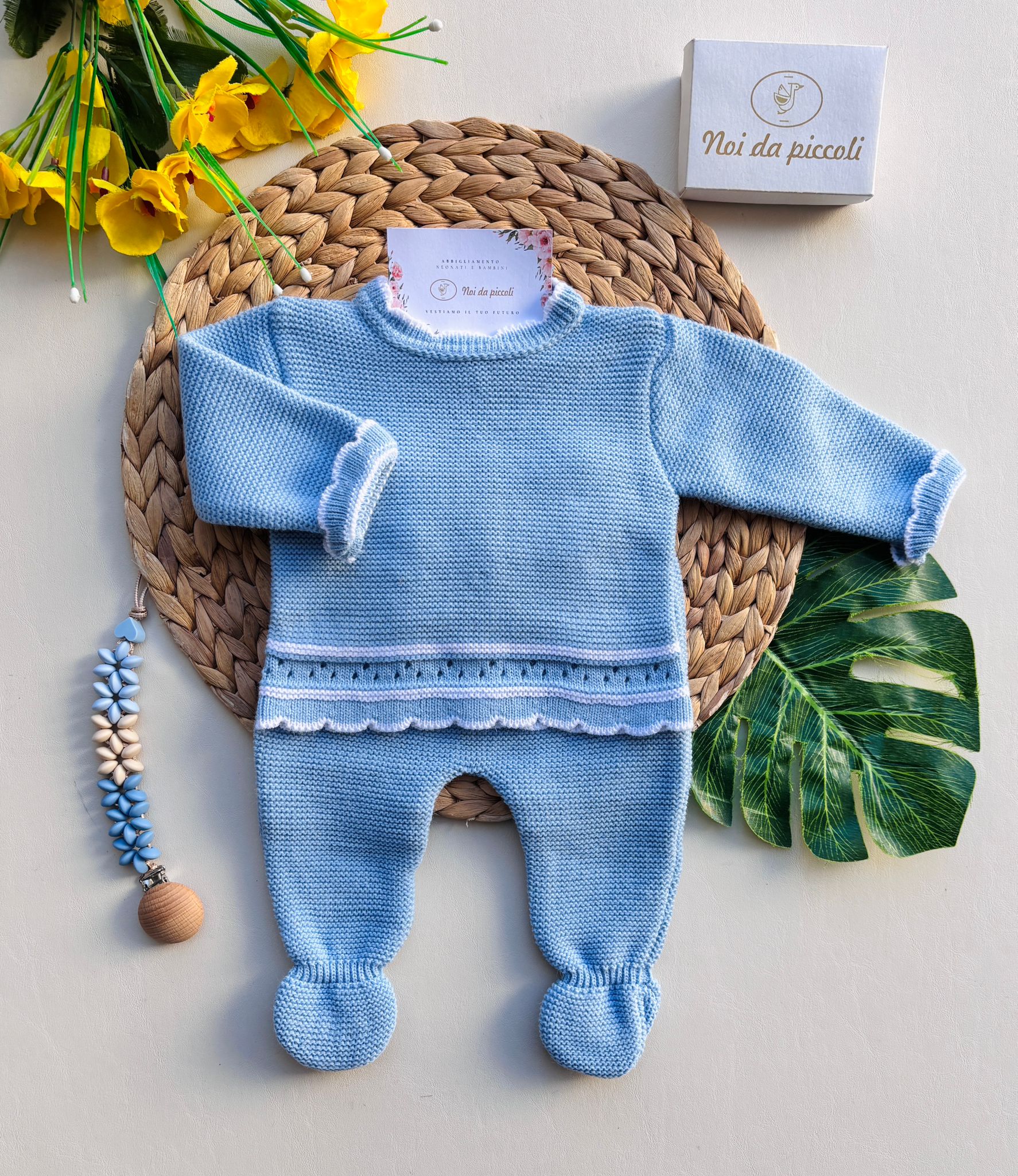 COMPLETO 2PZ POLAINA FILATO CALDO AZULADO - Noi da piccoli