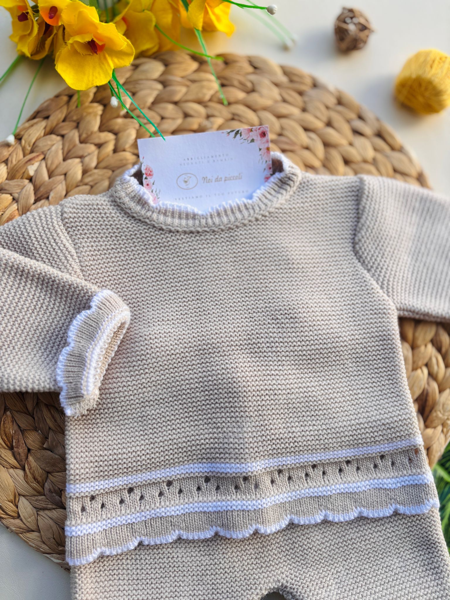 COMPLETO 2PZ POLAINA FILATO CALDO piedra - Noi da piccoli