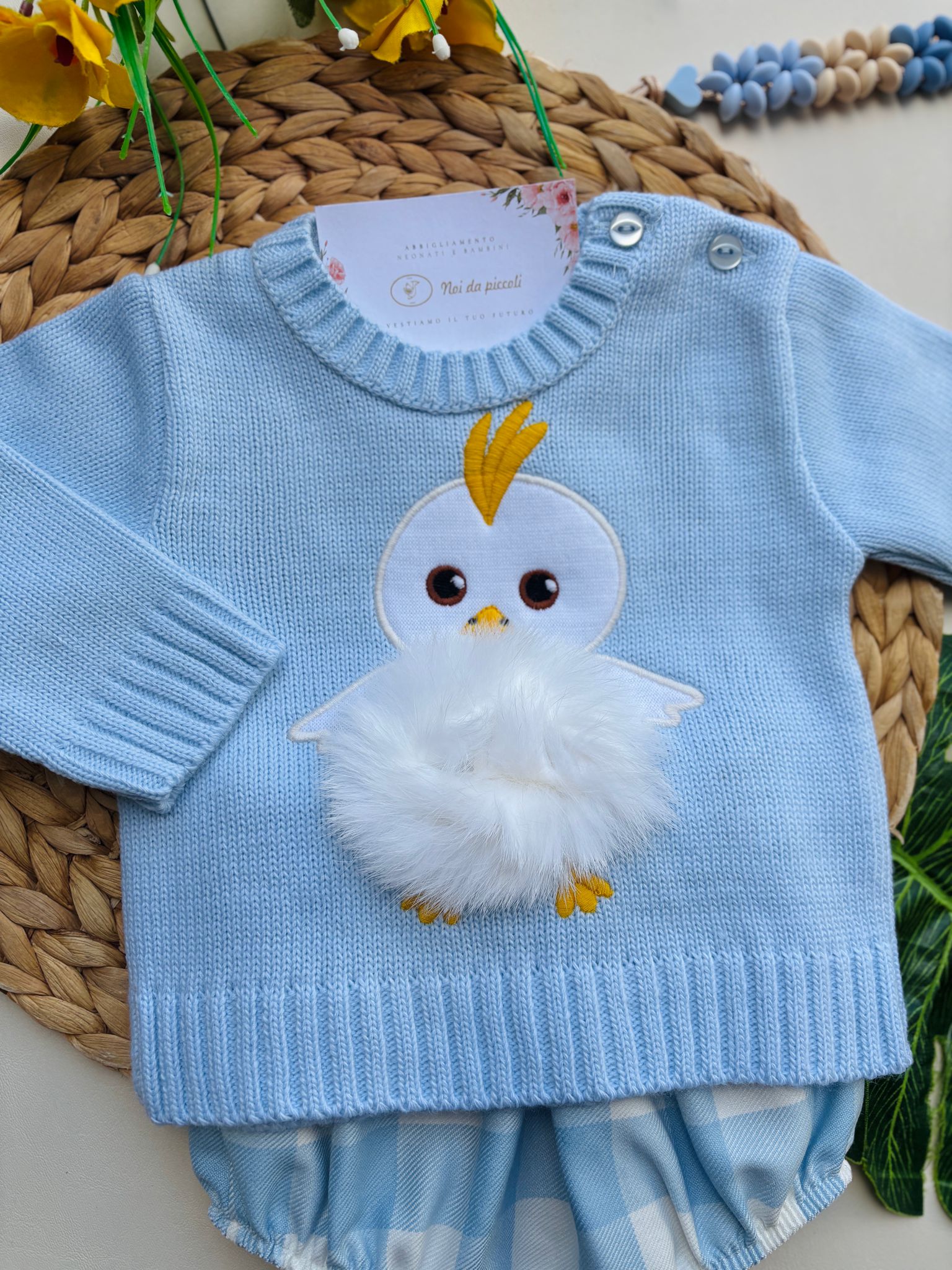 COMPLETO 2PZ POLLITO FILATO CALDO CIELO - Noi da piccoli