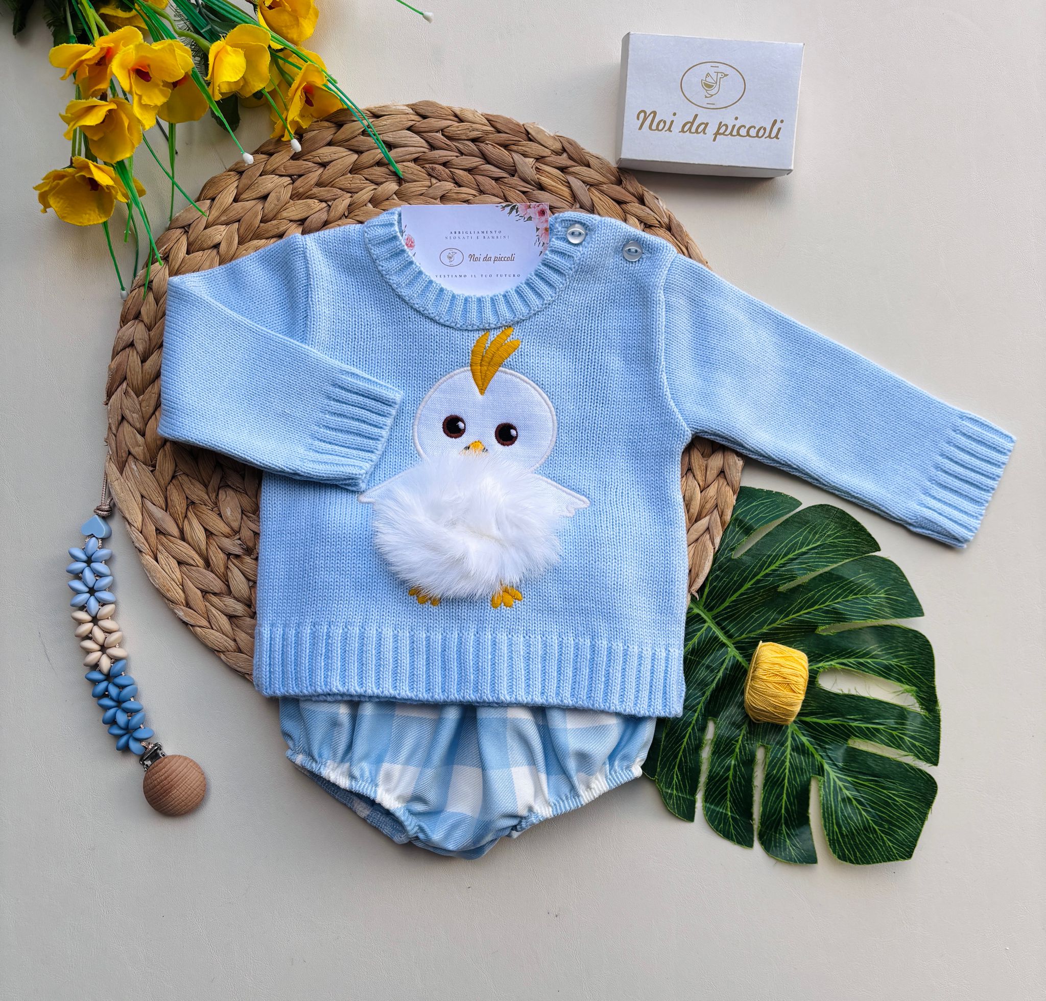 COMPLETO 2PZ POLLITO FILATO CALDO CIELO - Noi da piccoli