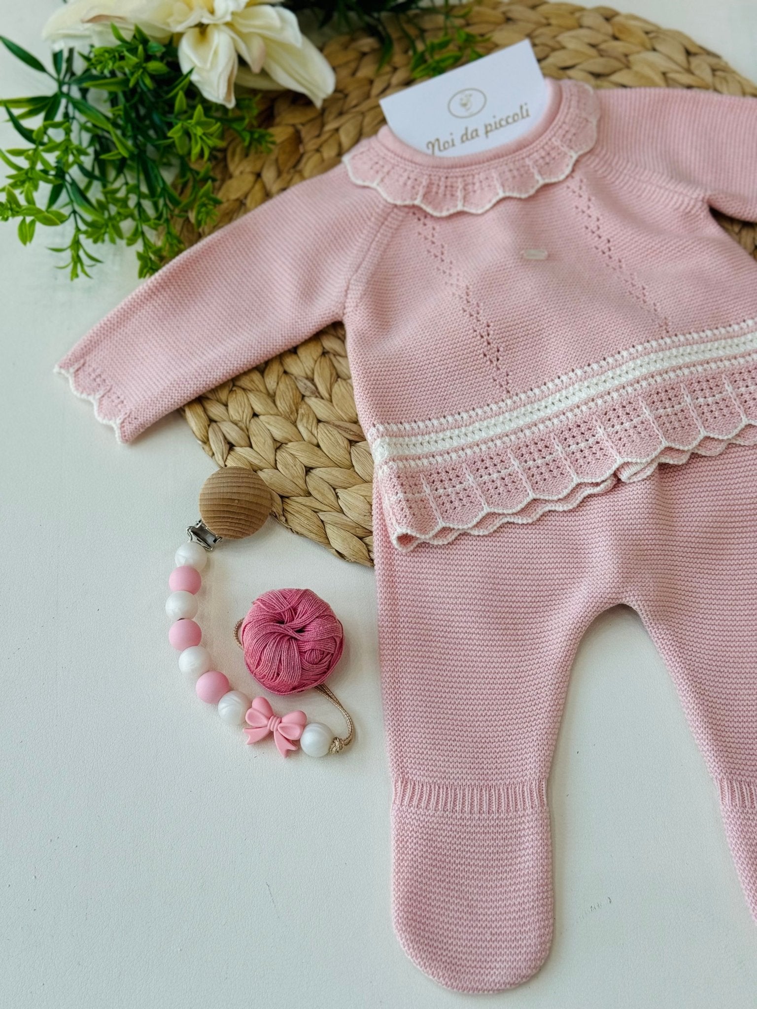 COMPLETO 2PZ ROSA BABY FILATO CALDO - Noi da piccoli