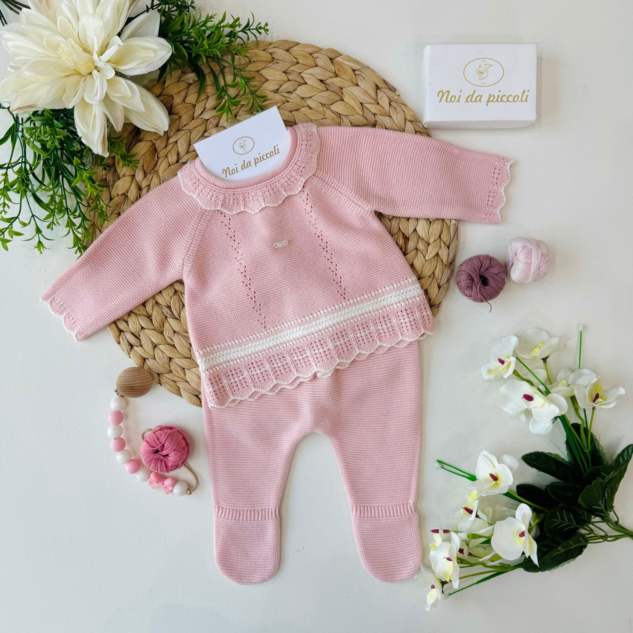 COMPLETO 2PZ ROSA BABY FILATO CALDO - Noi da piccoli