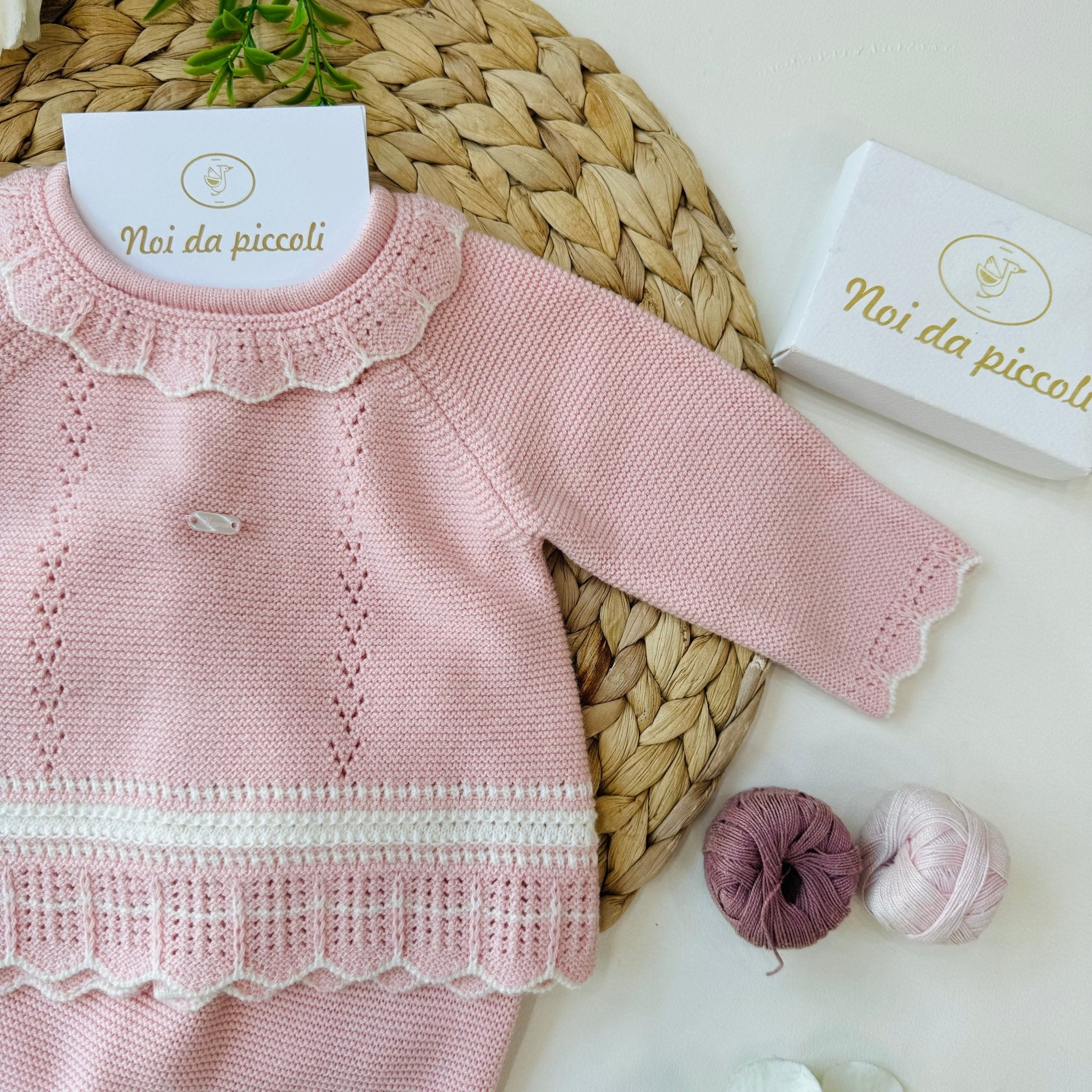 COMPLETO 2PZ ROSA BABY FILATO CALDO - Noi da piccoli