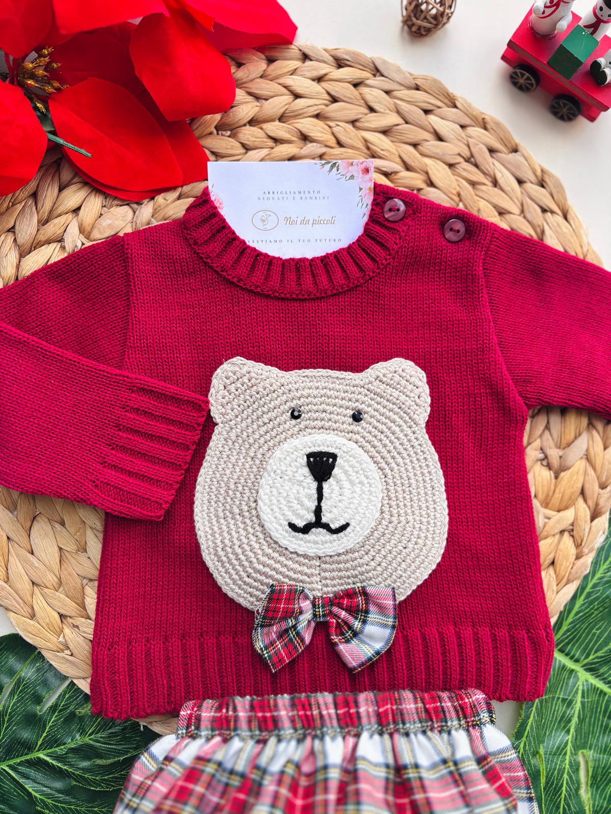 COMPLETO 2PZ SCOZZESE FILATO CALDO ROSSO - Noi da piccoli