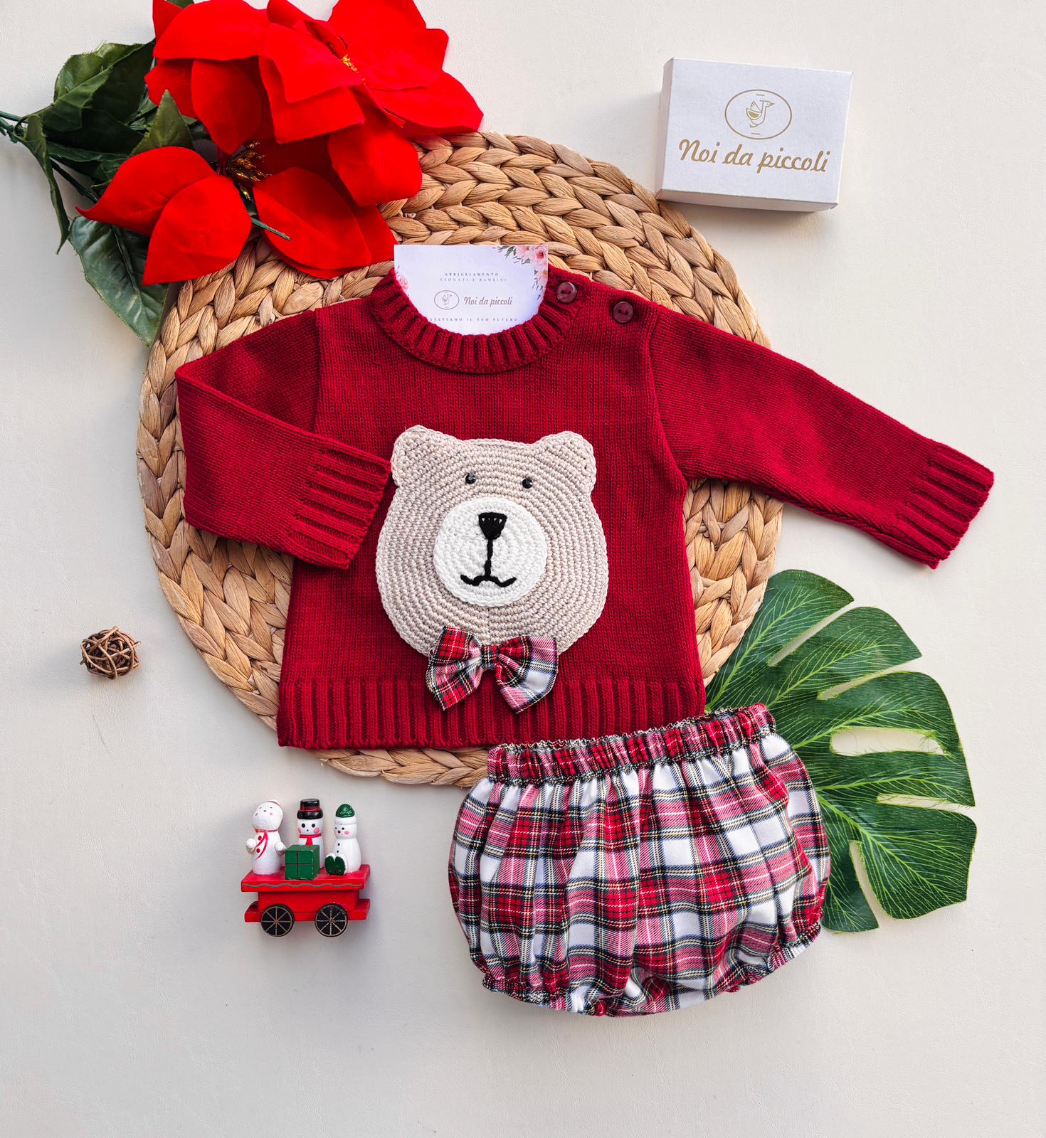 COMPLETO 2PZ SCOZZESE FILATO CALDO ROSSO - Noi da piccoli