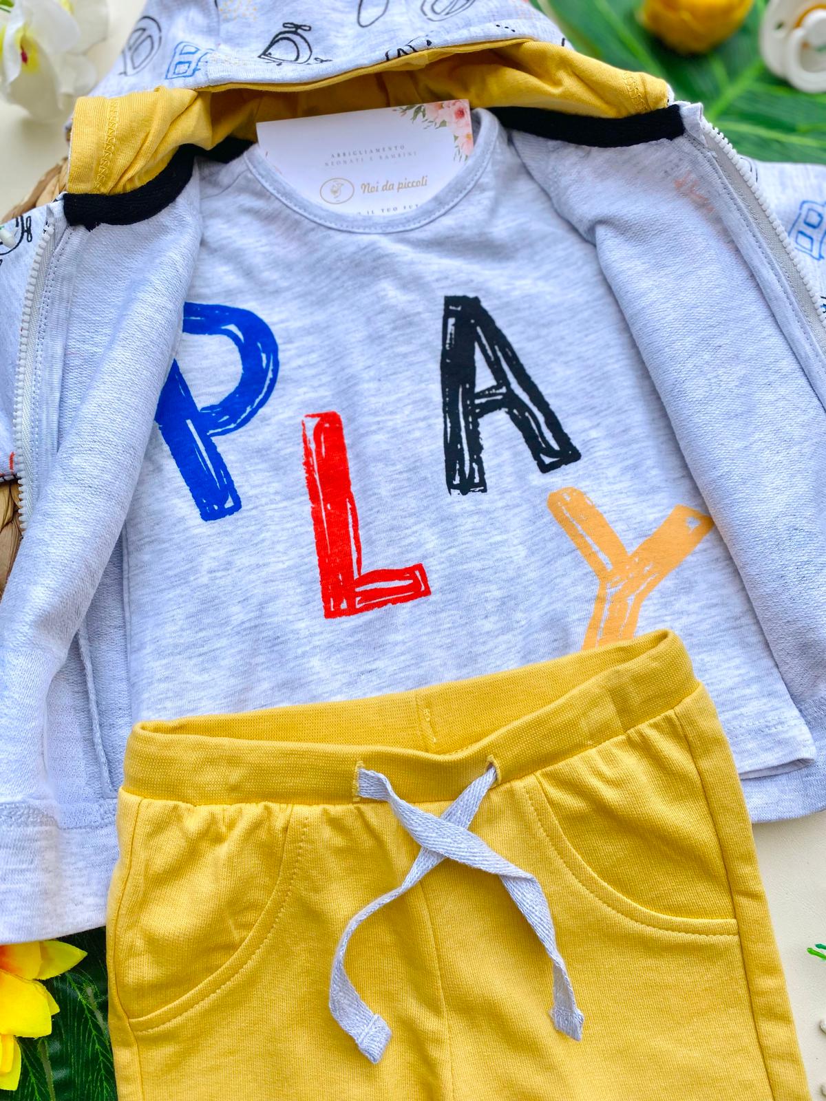 completo 3 pz 100 % COTONE Senape - Noi da piccoli