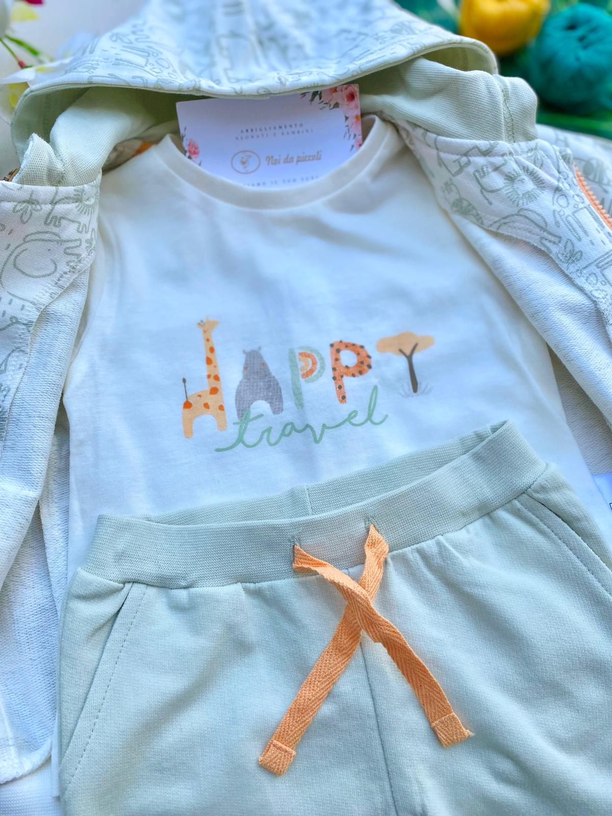 completo 3 pz 100 % COTONE Verde - Noi da piccoli