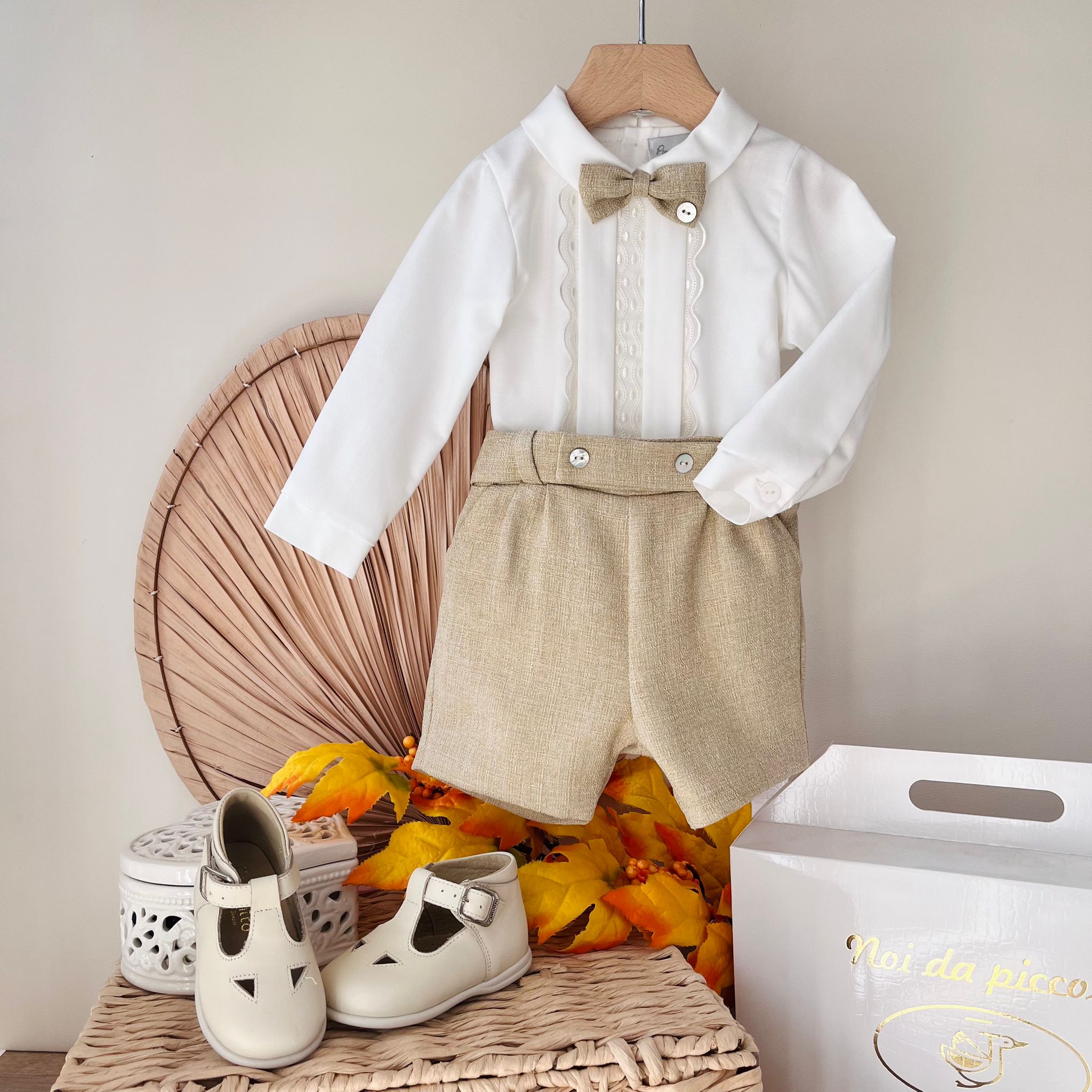 COMPLETO 3 PZ ACHILLE BEIGE - Noi da piccoli