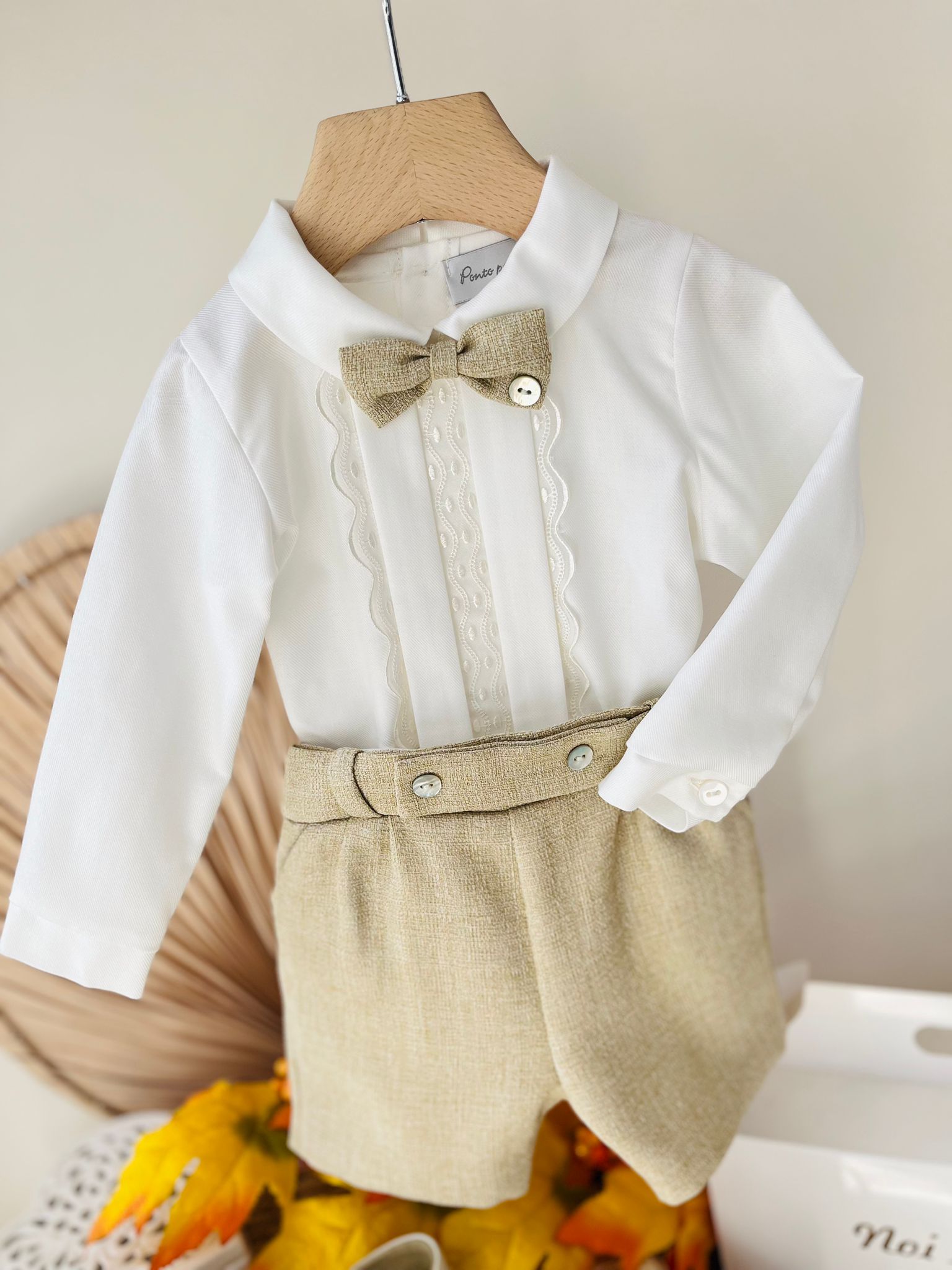 COMPLETO 3 PZ ACHILLE BEIGE - Noi da piccoli