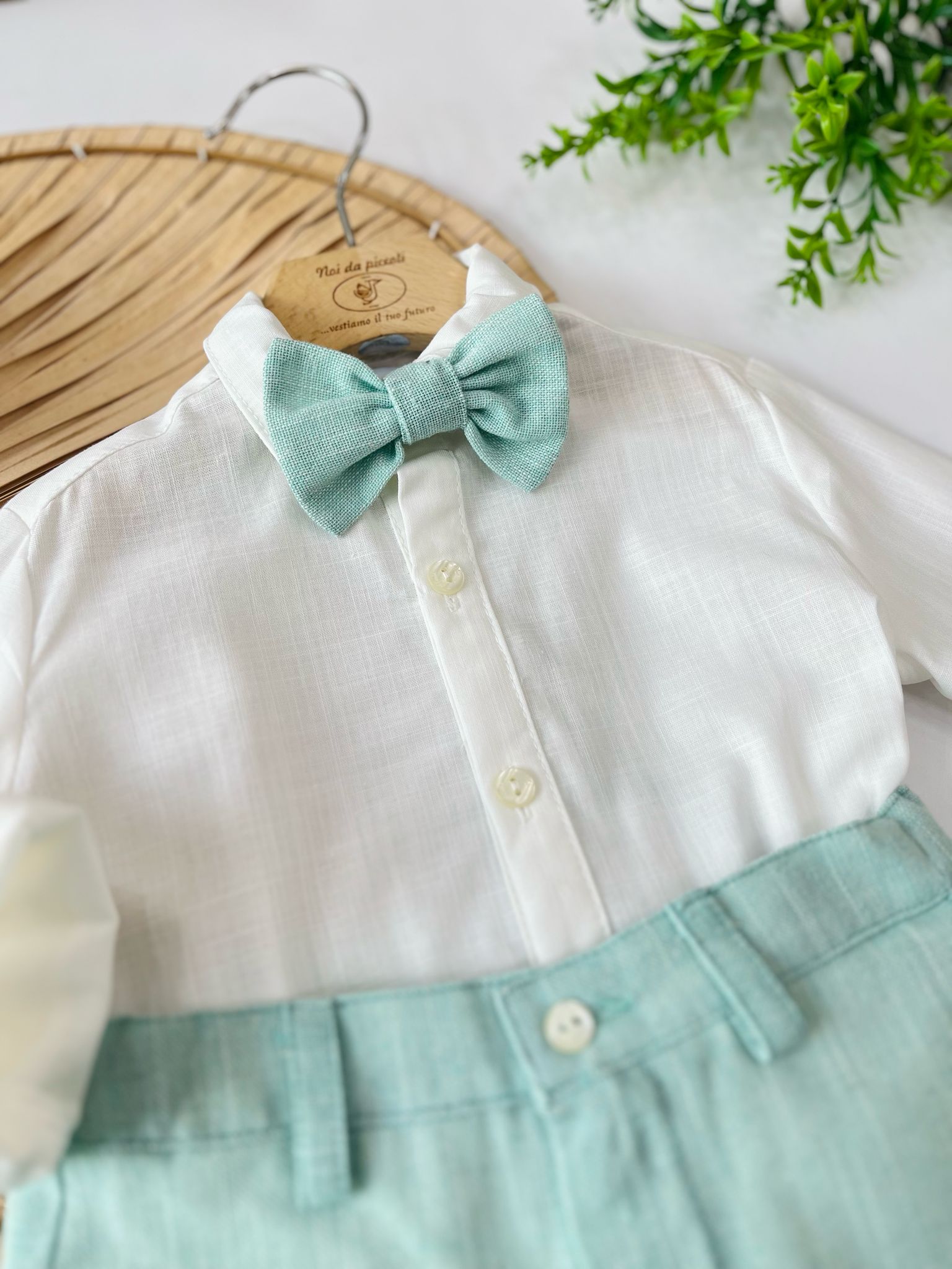 COMPLETO 3 PZ BIANCO E MENTA - Noi da piccoli