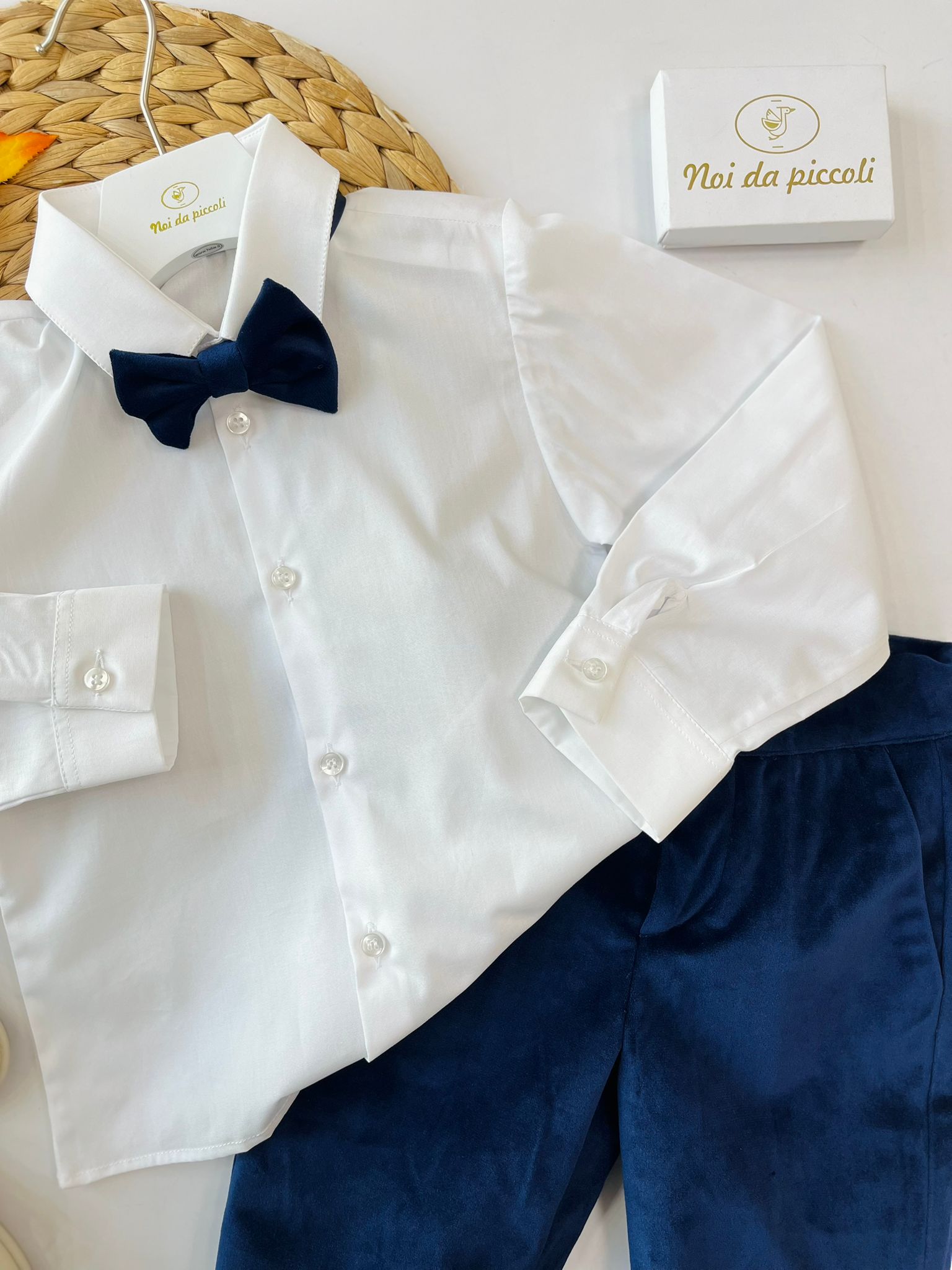 COMPLETO 3 PZ CERIMONIALE BIANCO BLU - Noi da piccoli