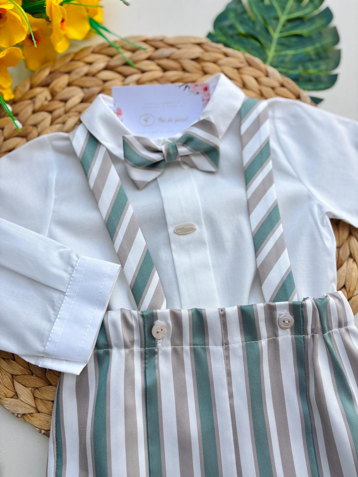 COMPLETO 3 PZ CERIMONIALE BIANCO VERDE - Noi da piccoli