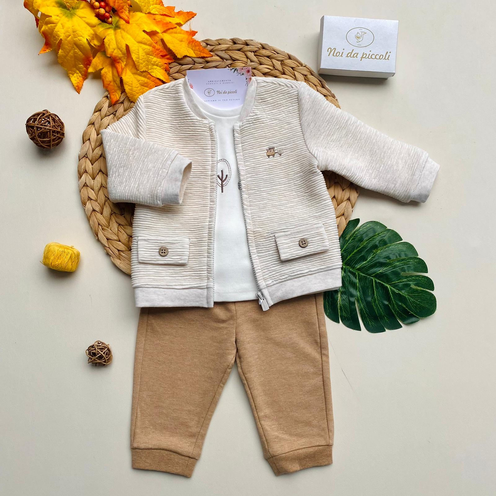 COMPLETO 3 PZ CON BOTTONCINI CALDO COTONE TOFFE VIG - Noi da piccoli