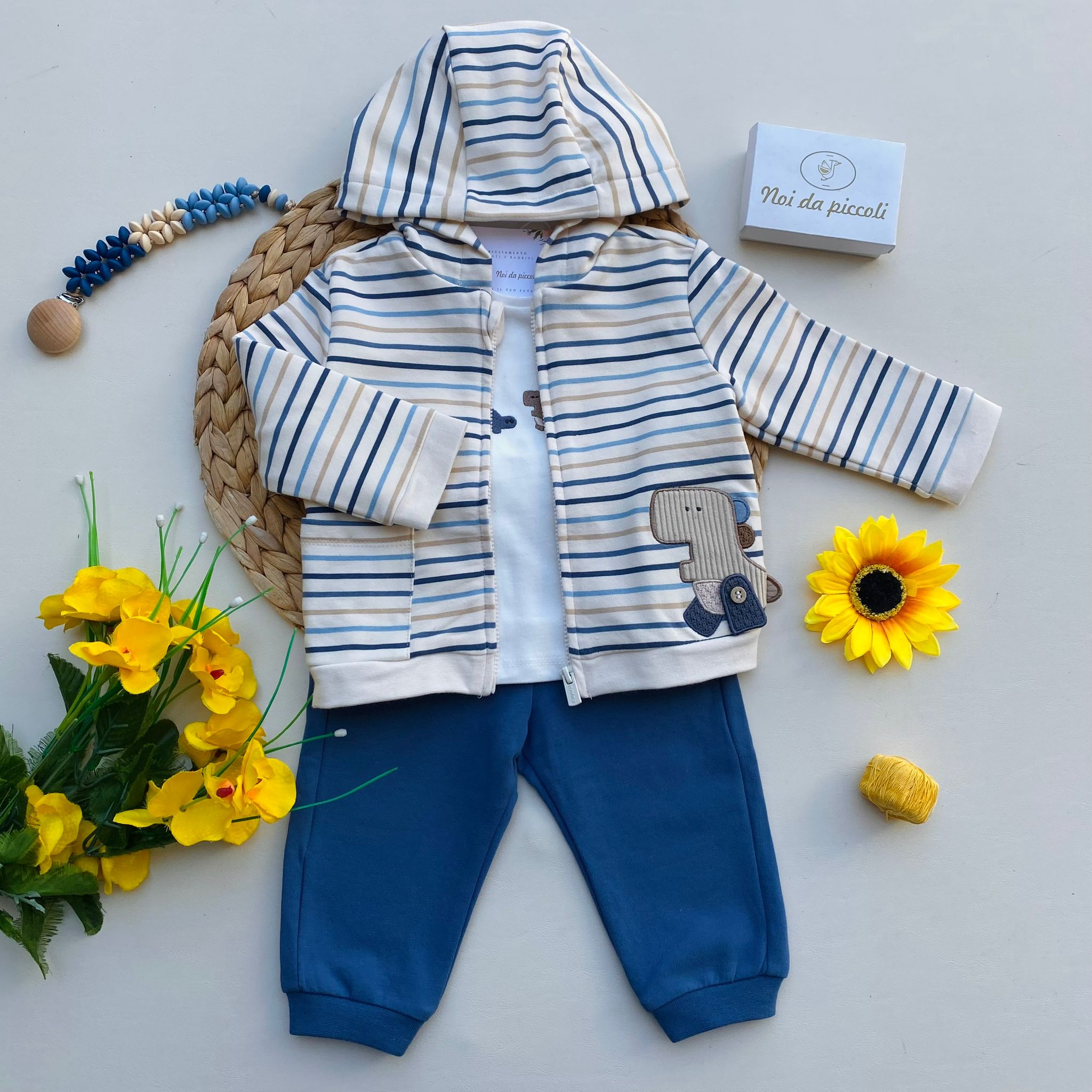 COMPLETO 3 PZ CON DINOSAURI FILATO CALDO avion - Noi da piccoli