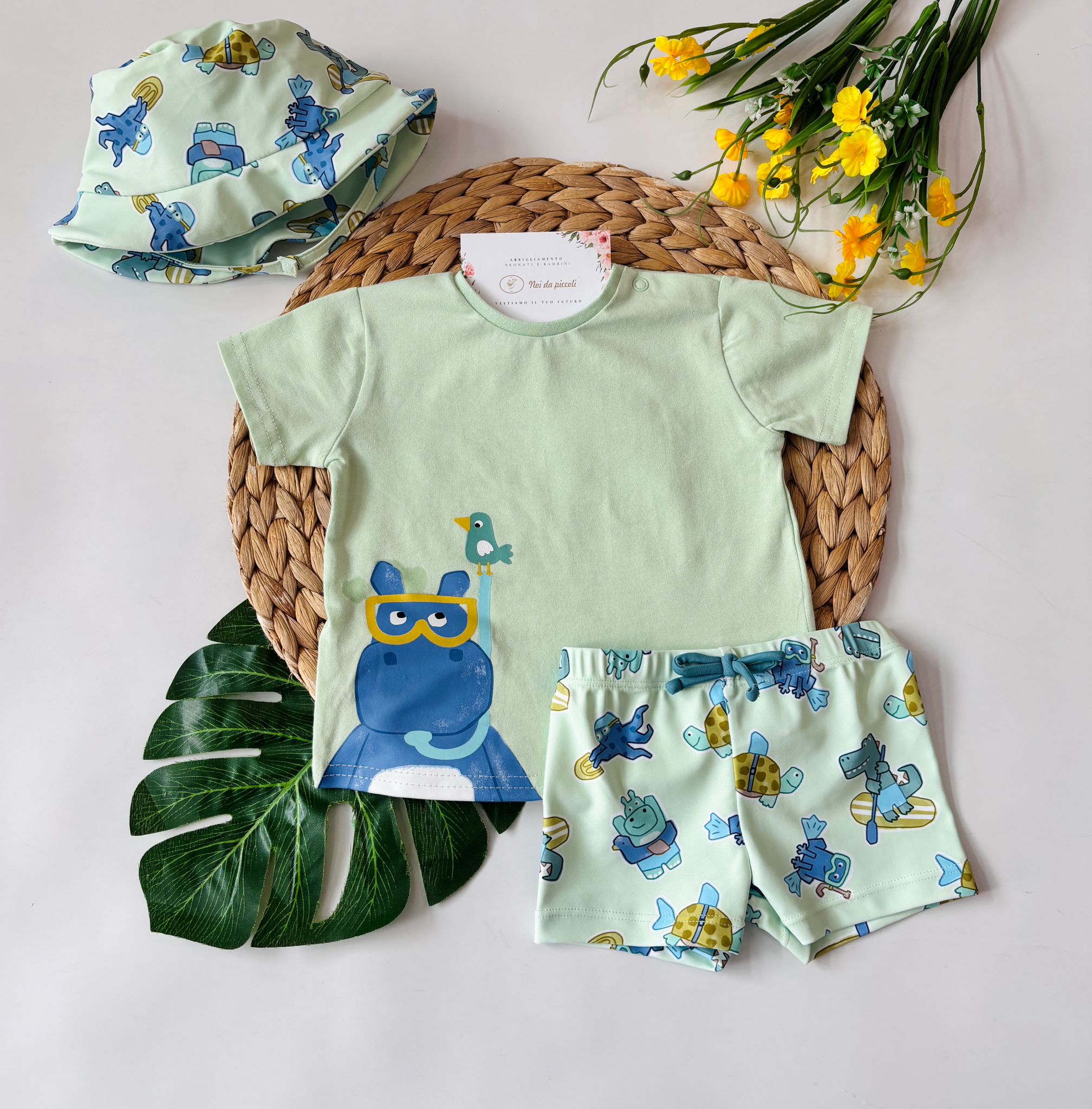 COMPLETO 3 PZ CON DINOSAURI VERDE - Noi da piccoli