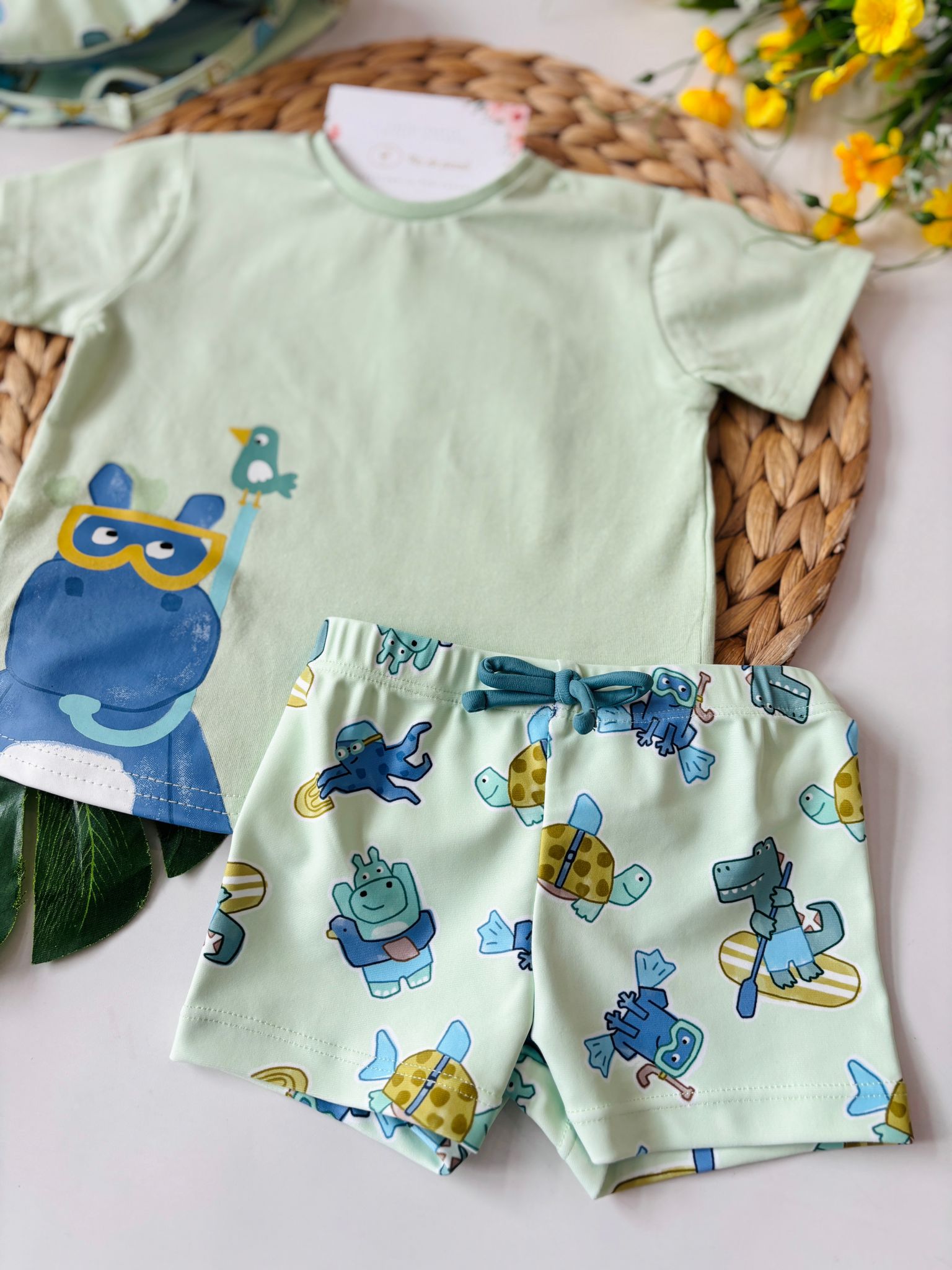 COMPLETO 3 PZ CON DINOSAURI VERDE - Noi da piccoli
