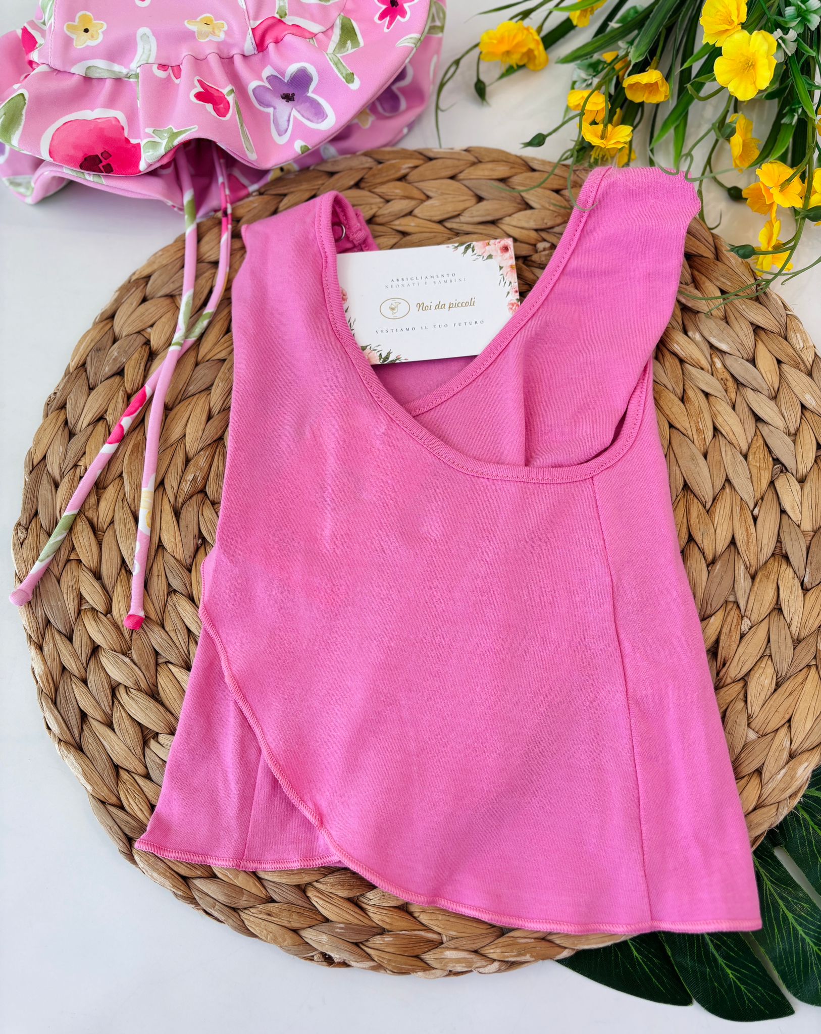 COMPLETO 3 PZ CON FIORELLINI ROSA - Noi da piccoli