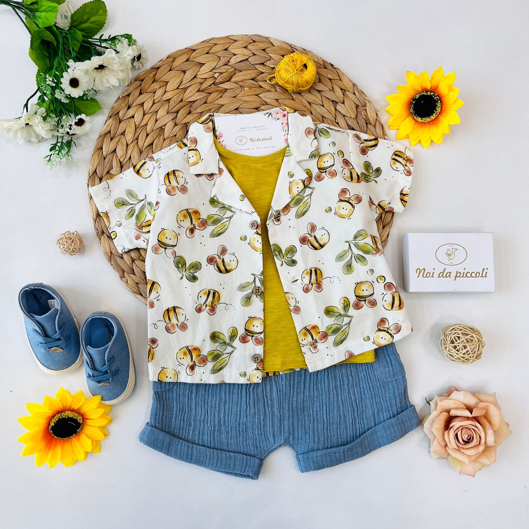 completo 3 pz Cotone Giallo - Noi da piccoli