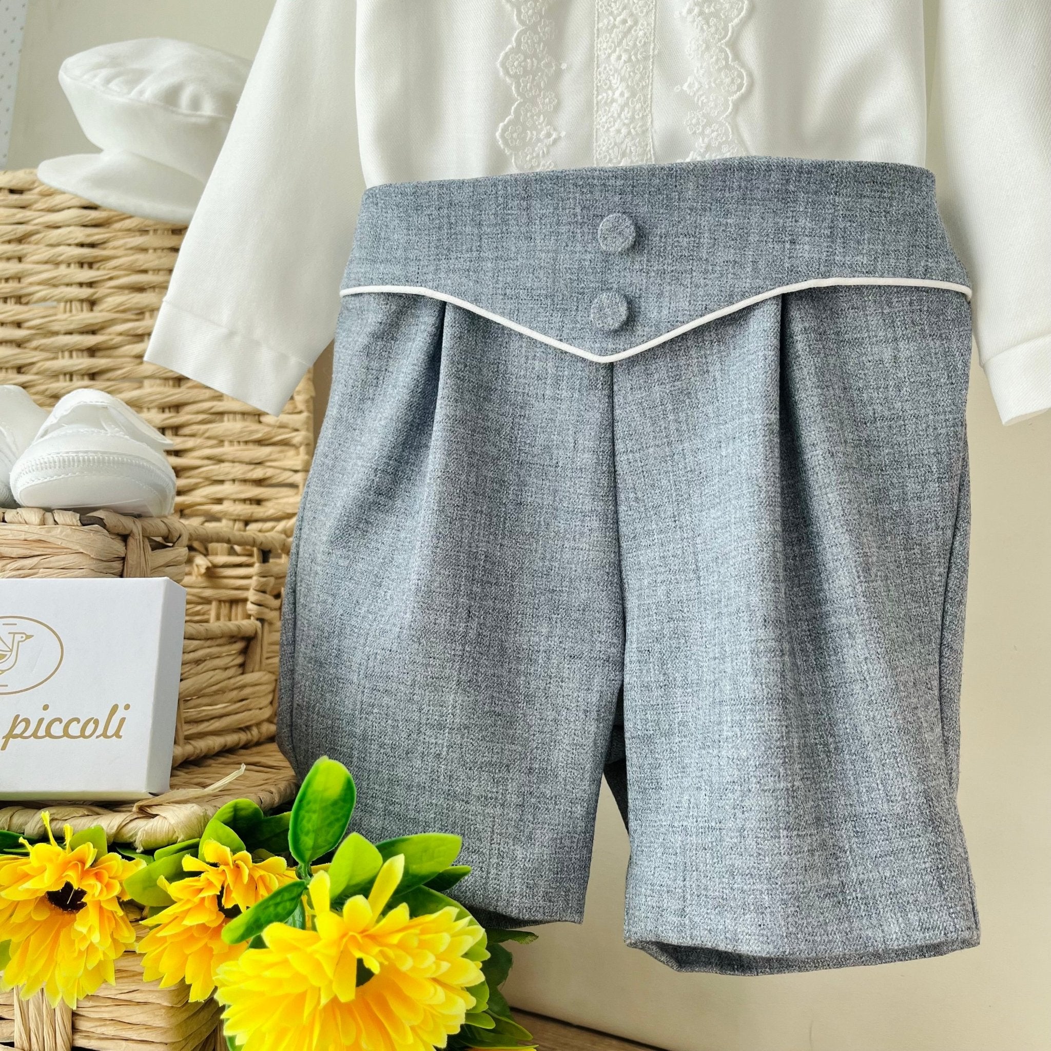 COMPLETO 3 PZ DENIM E BIANCO - Noi da piccoli