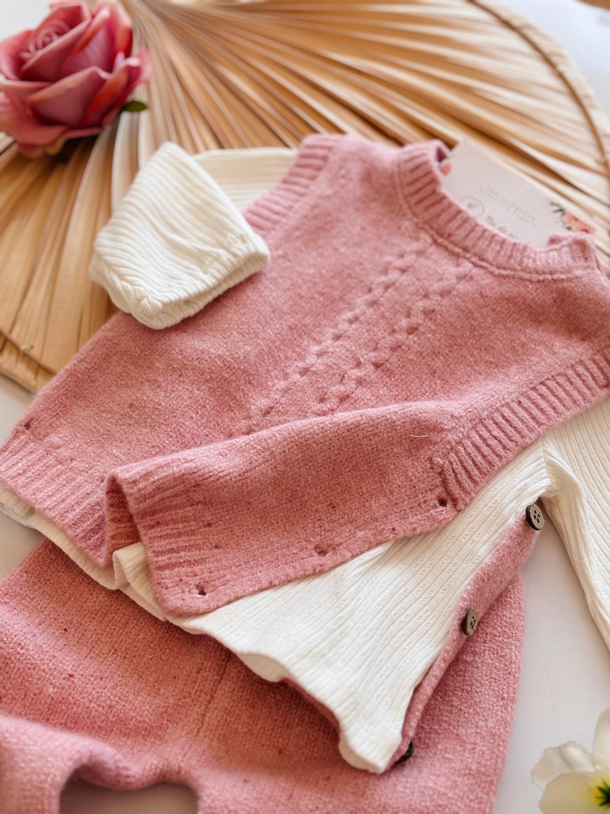 COMPLETO 3 PZ FILATO CALDO E CALDO COTONE ORQUIDEA - Noi da piccoli