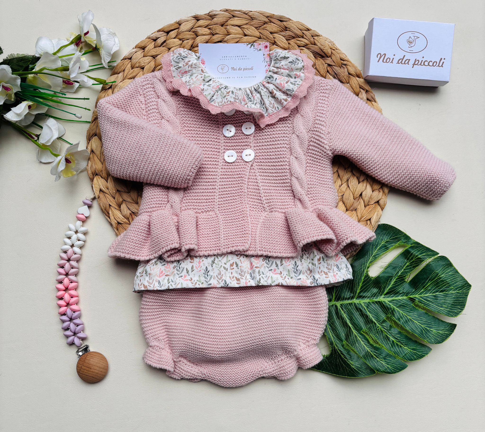 COMPLETO 3 PZ FILATO CALDO ROSA - Noi da piccoli