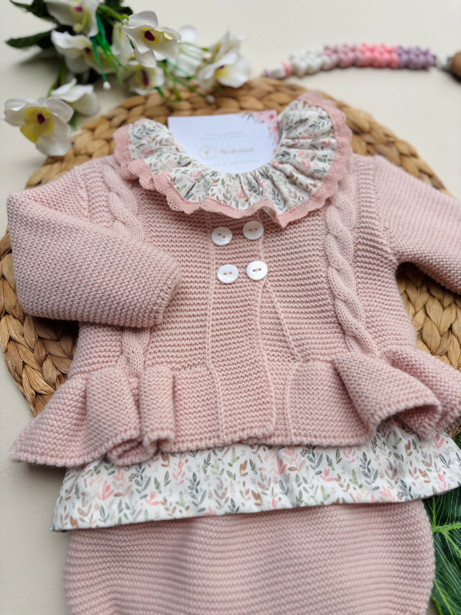 COMPLETO 3 PZ FILATO CALDO ROSA - Noi da piccoli