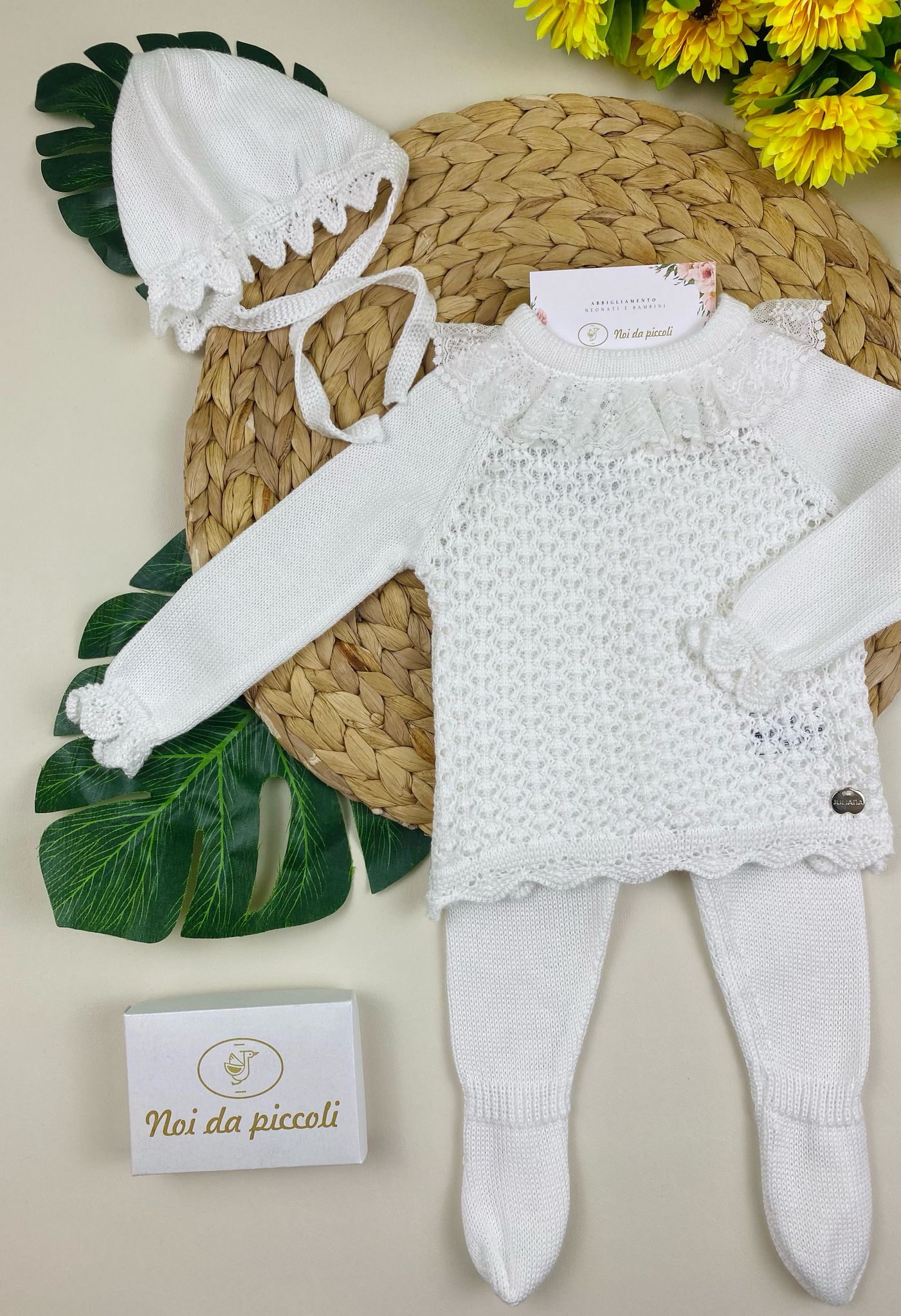 completo 3 pz filato fresco bianco - Noi da piccoli