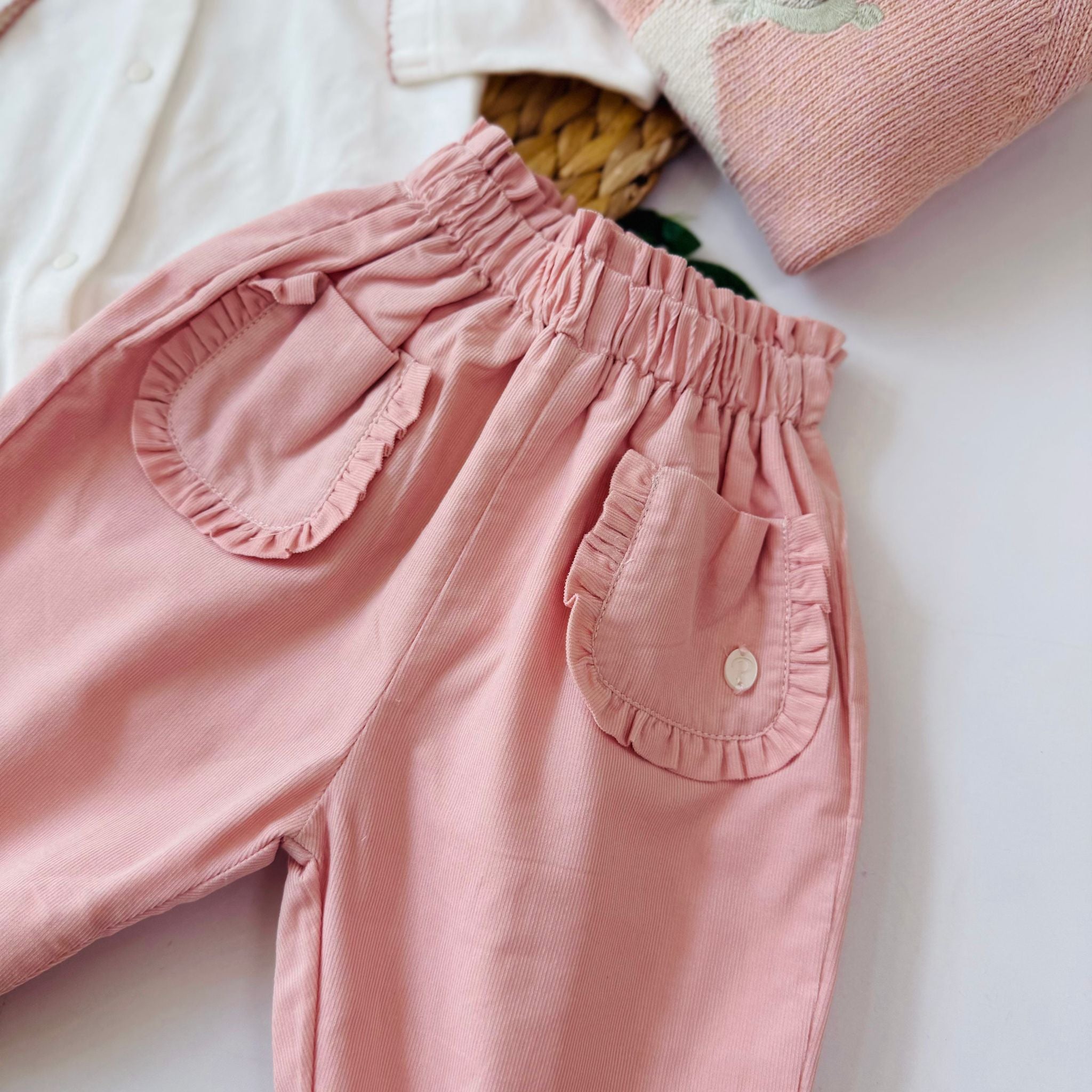 COMPLETO 3 PZ IN CALDO COTONE E FILATO CALDO PINK - Noi da piccoli