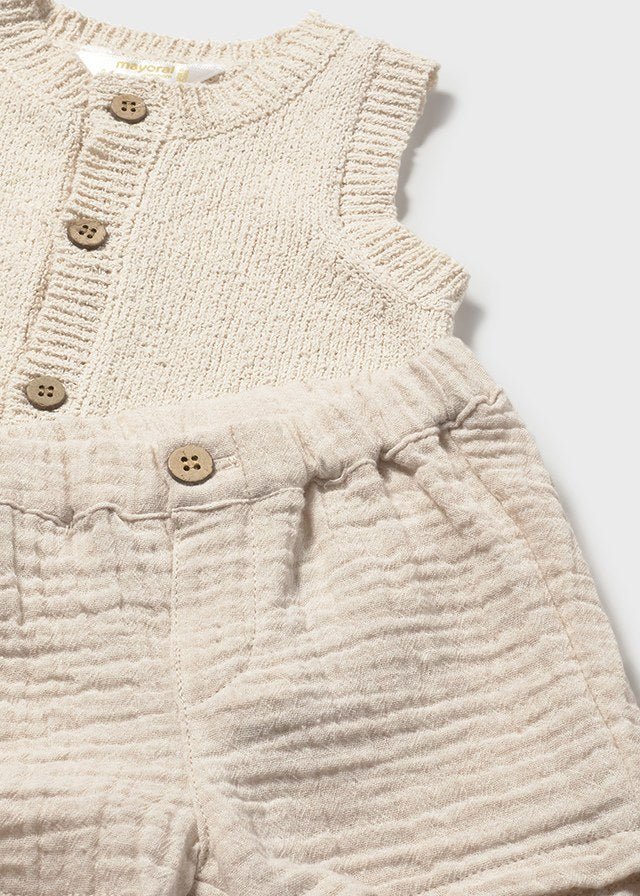 COMPLETO 3 PZ IN COTONE CON BOTTONCINI TRIGO - Noi da piccoli