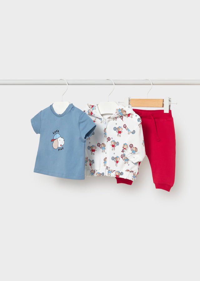 COMPLETO 3 PZ IN COTONE CON CAGNOLINI rojo - Noi da piccoli