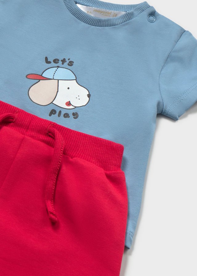 COMPLETO 3 PZ IN COTONE CON CAGNOLINI rojo - Noi da piccoli