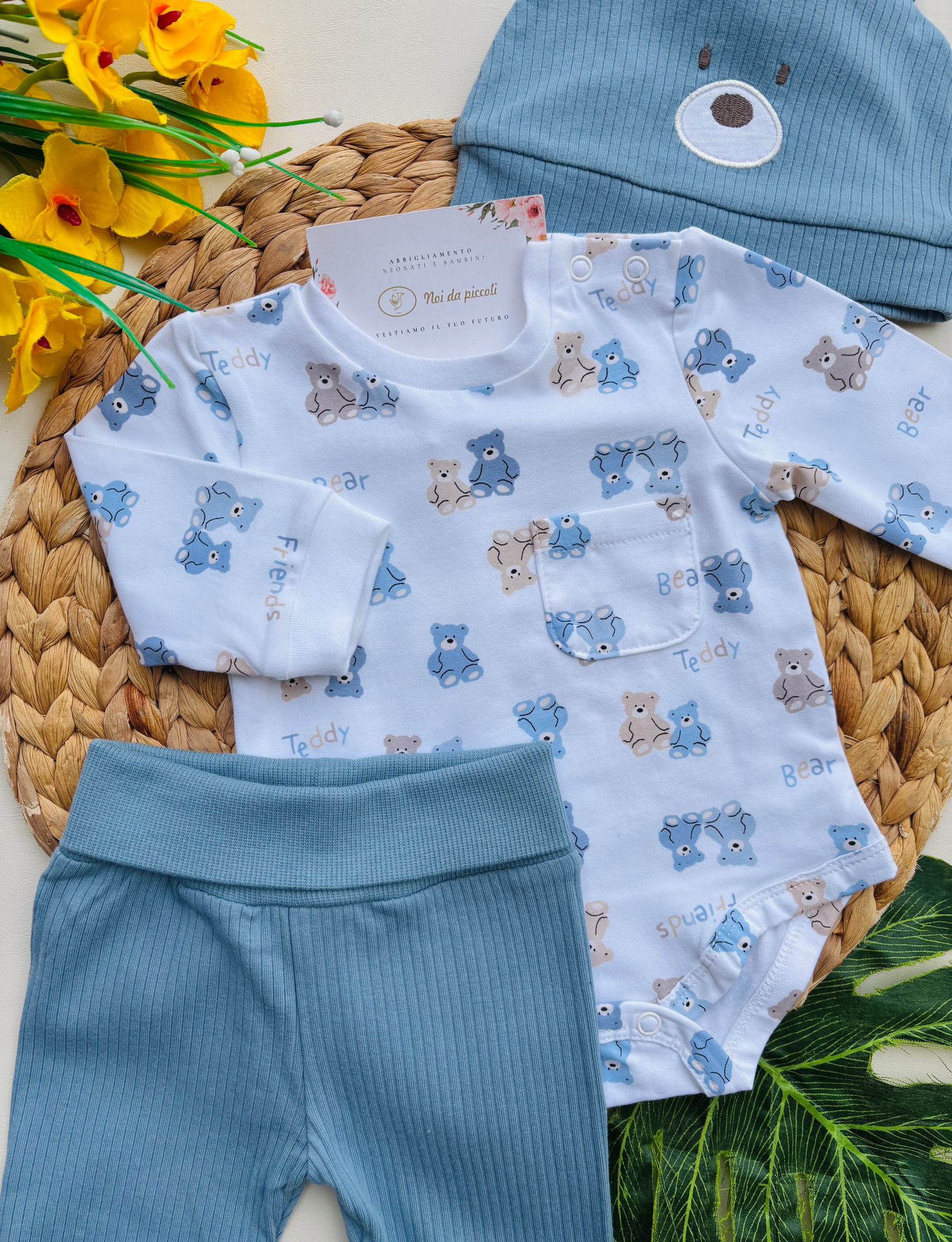 COMPLETO 3 PZ IN COTONE ORSETTO MAREA - Noi da piccoli