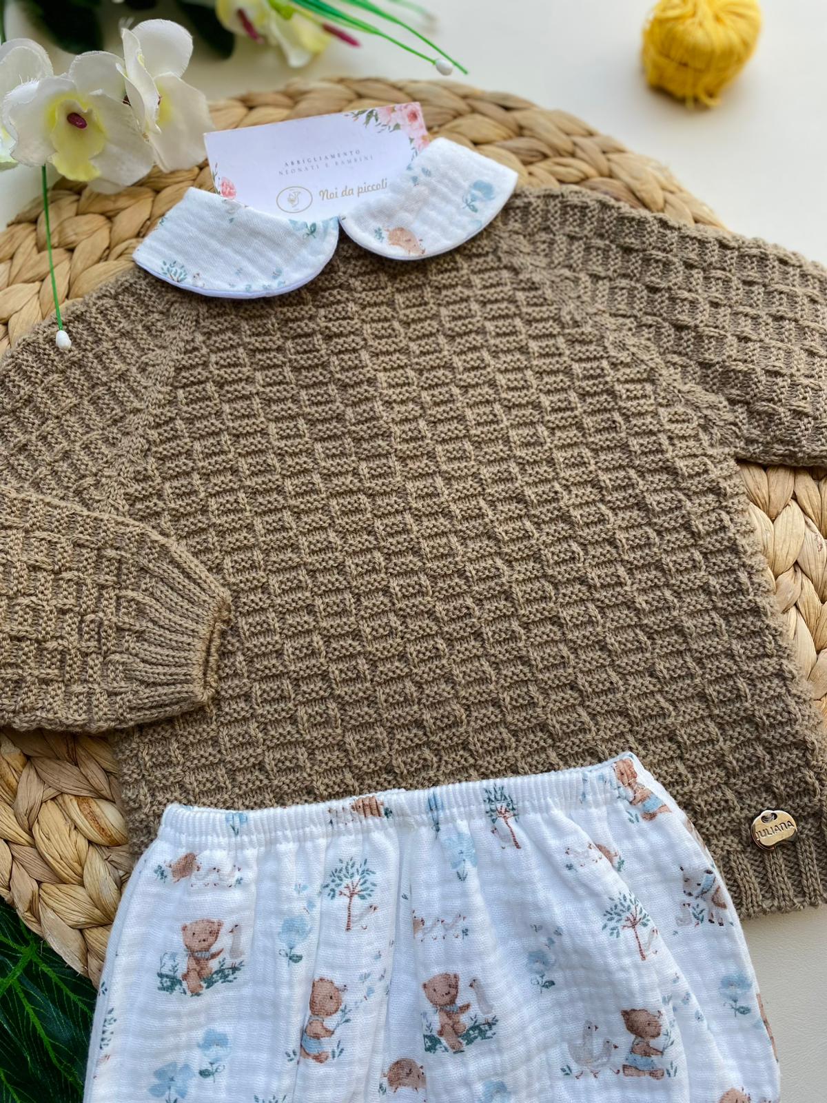 COMPLETO 3 PZ IN FILATO CALDO FILATO CALDO bianco - beige - Noi da piccoli